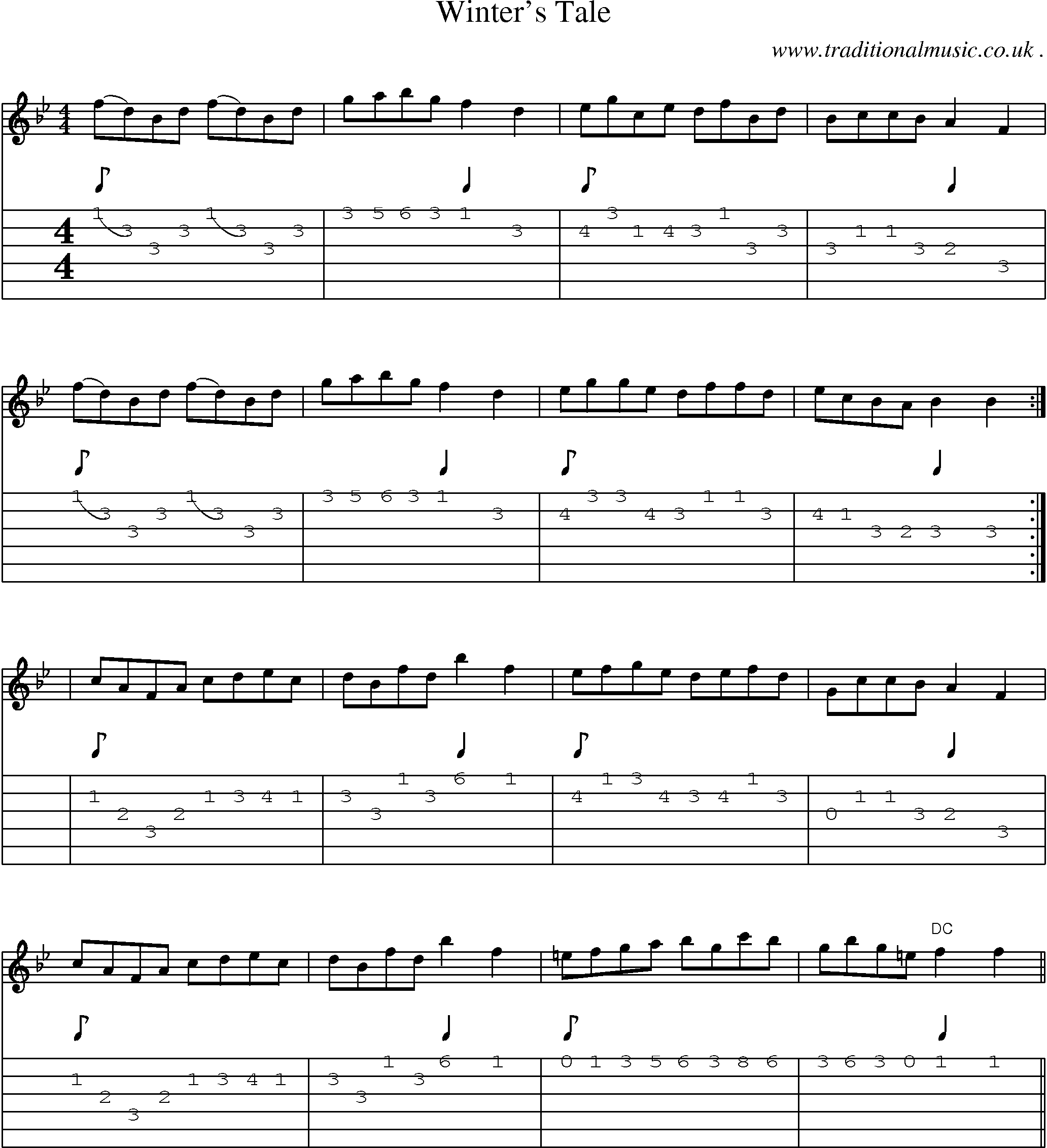 Sheet-Music and Guitar Tabs for Winters Tale