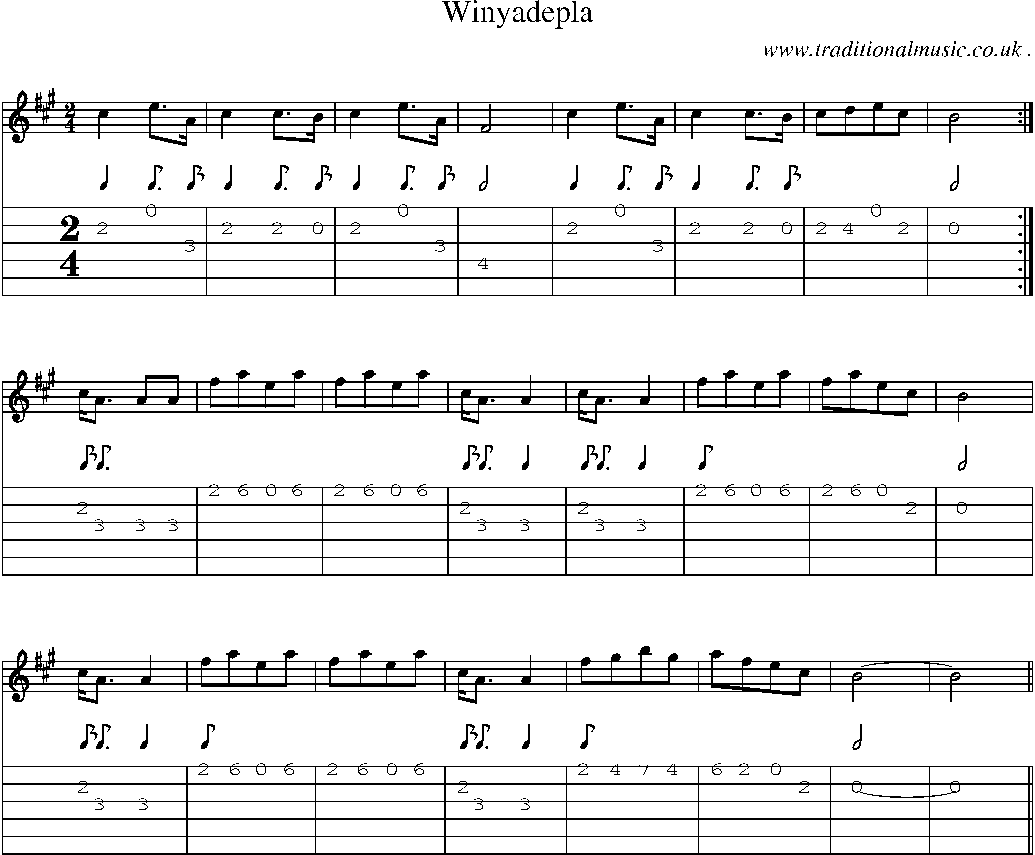 Sheet-Music and Guitar Tabs for Winyadepla