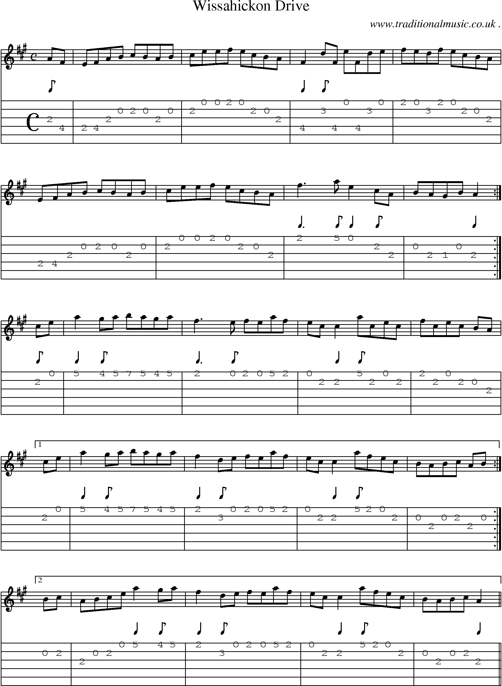 Sheet-Music and Guitar Tabs for Wissahickon Drive