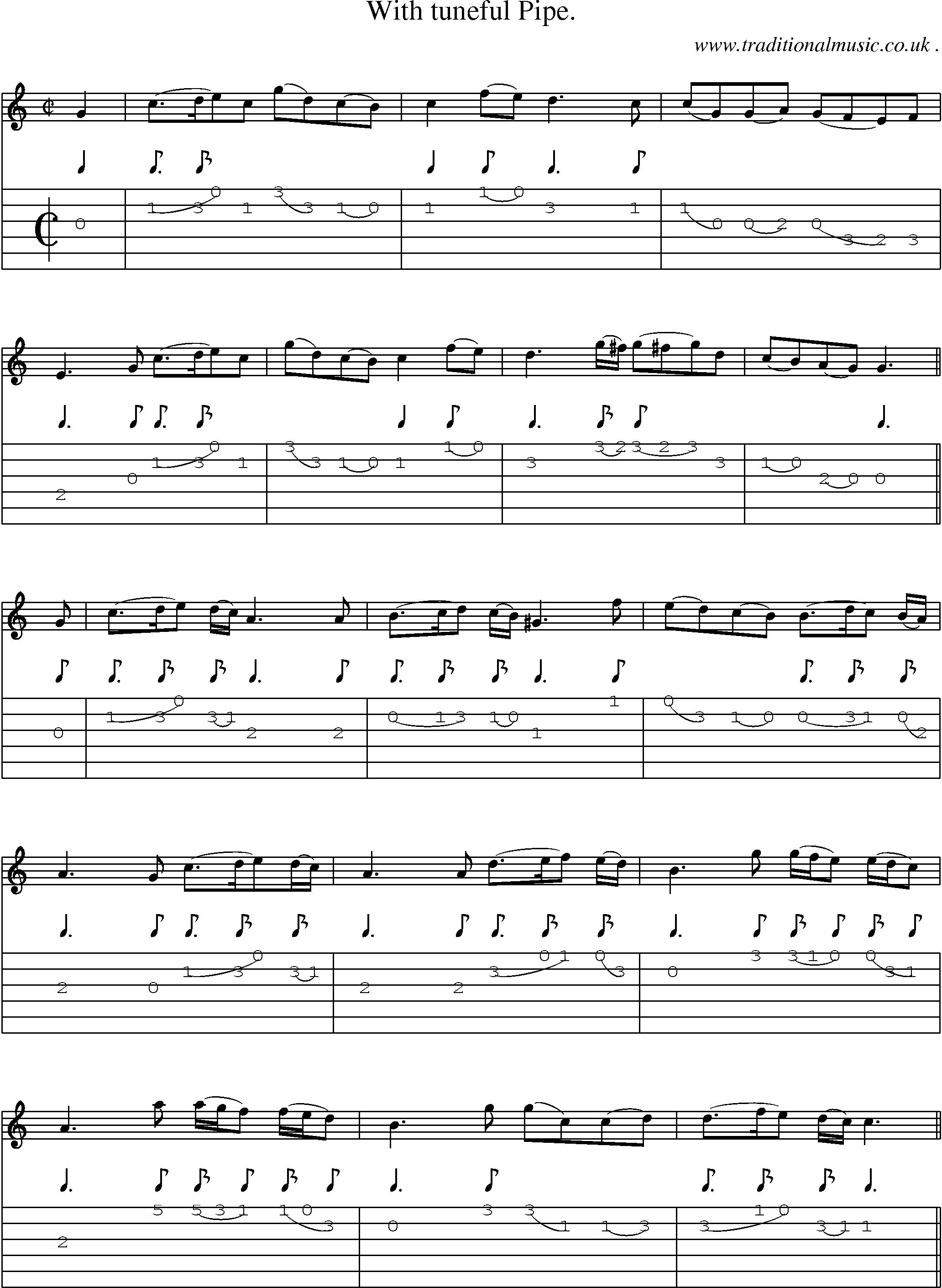 Sheet-Music and Guitar Tabs for With Tuneful Pipe