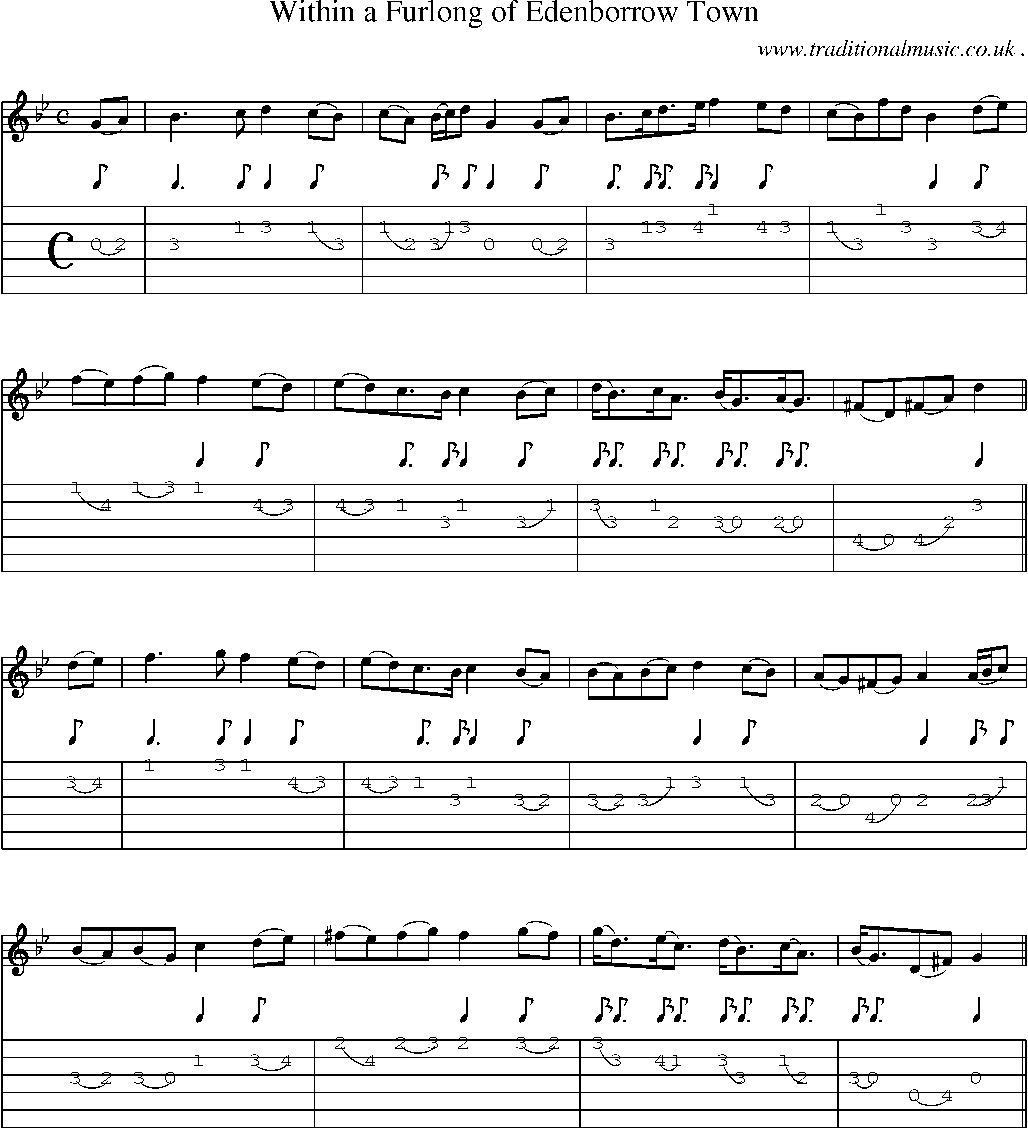 Sheet-Music and Guitar Tabs for Within A Furlong Of Edenborrow Town