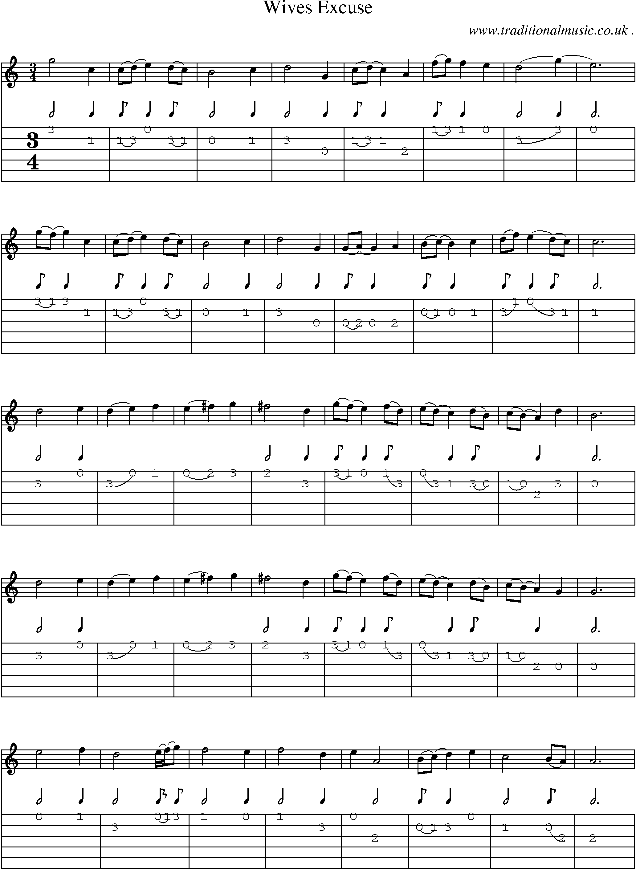Sheet-Music and Guitar Tabs for Wives Excuse