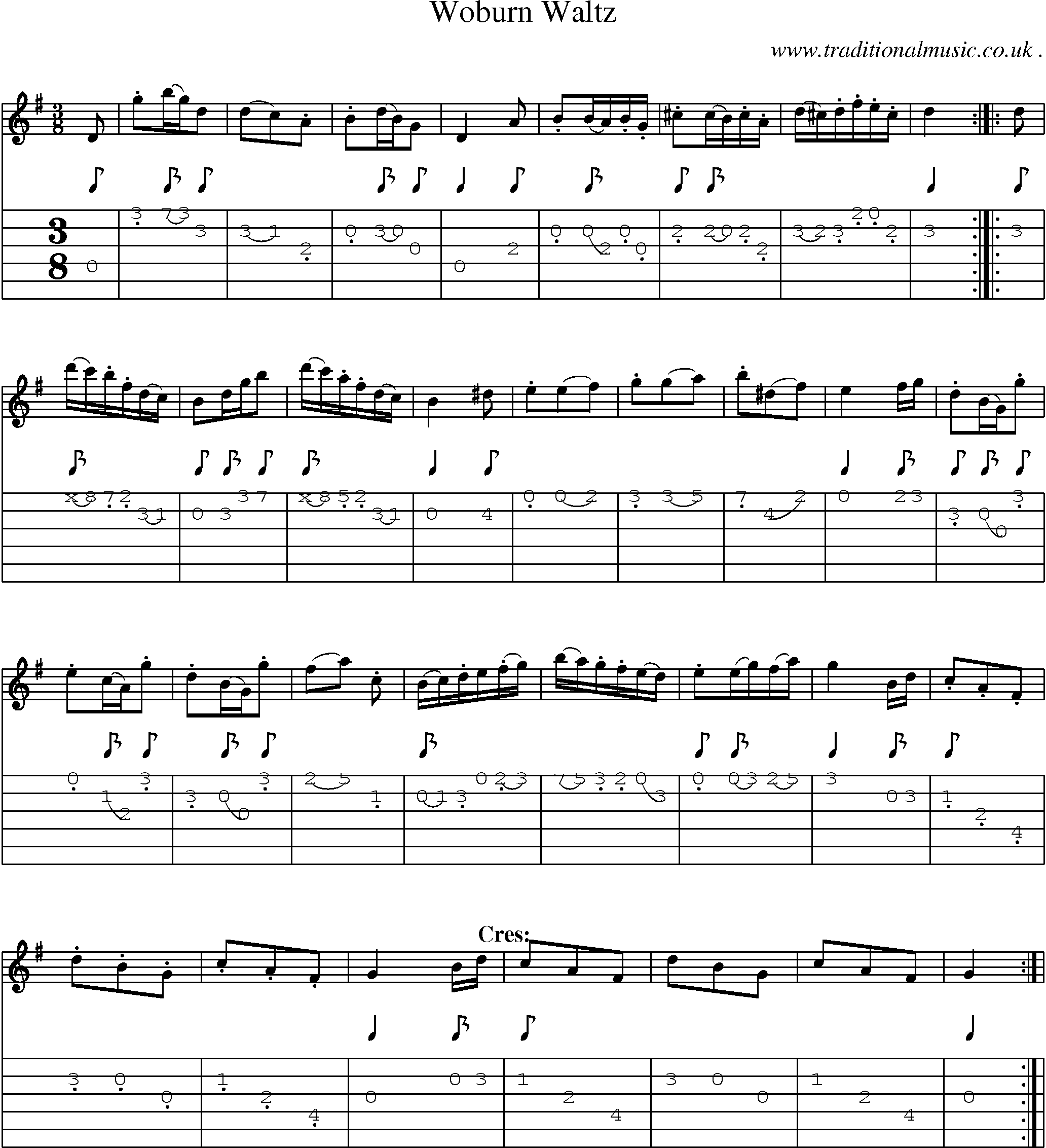 Sheet-Music and Guitar Tabs for Woburn Waltz