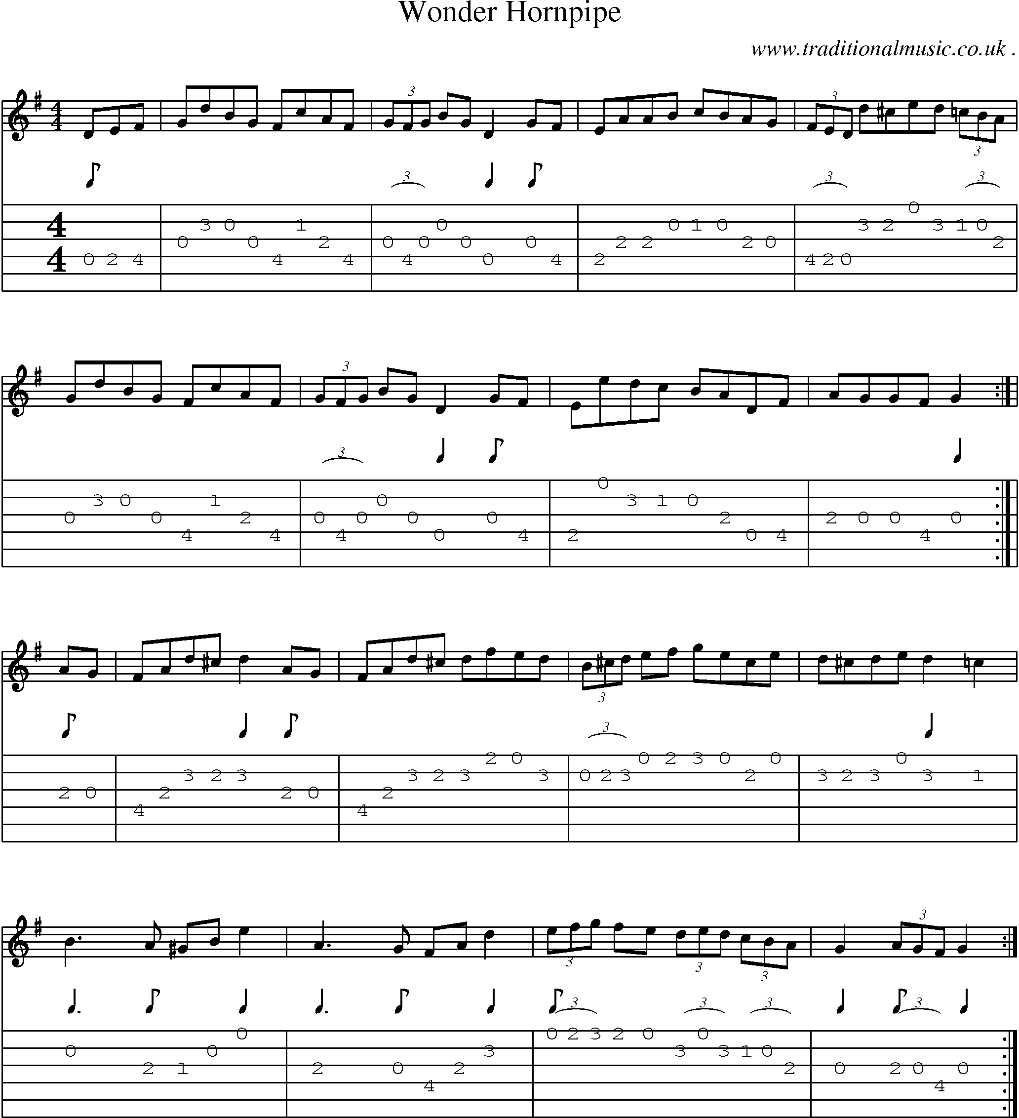 Sheet-Music and Guitar Tabs for Wonder Hornpipe