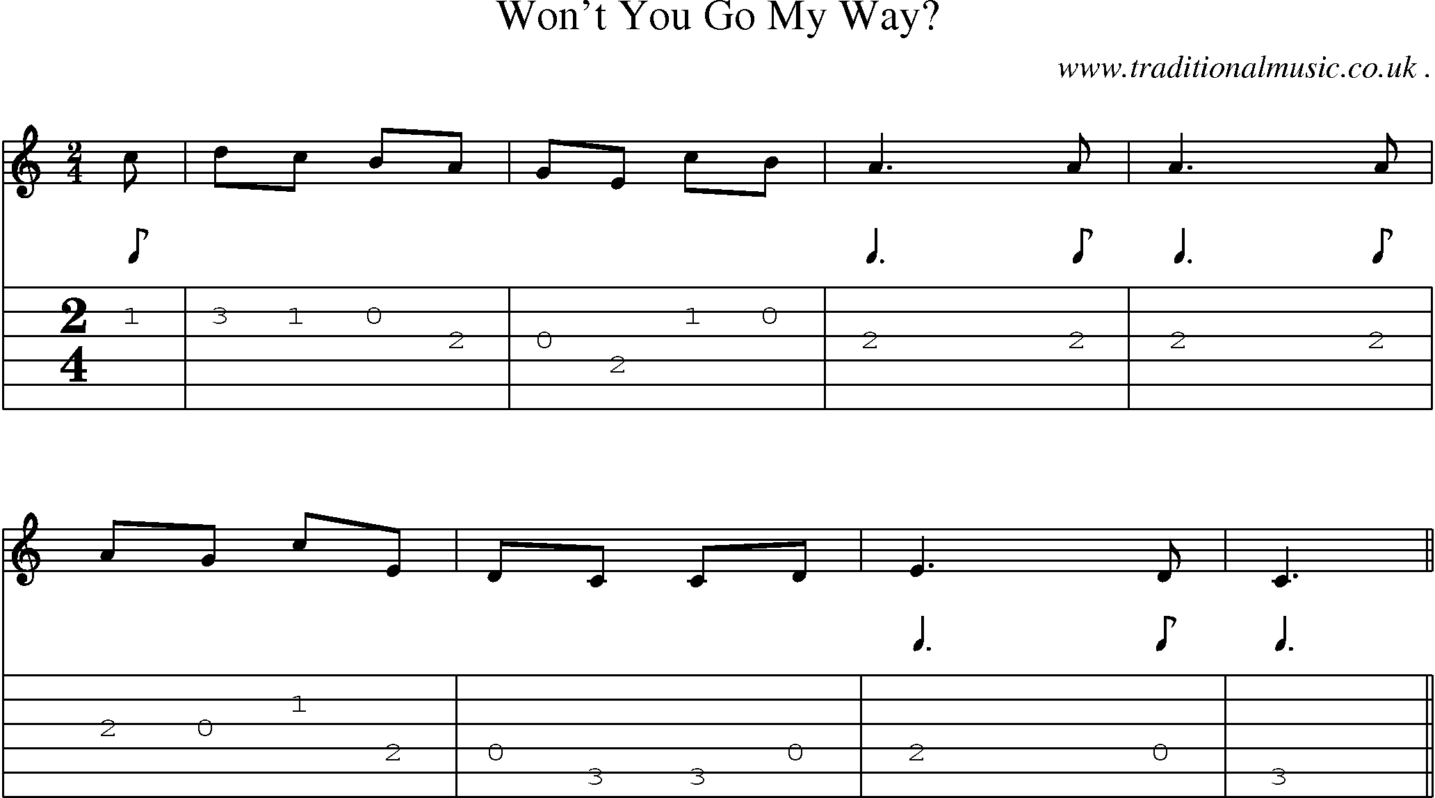 Sheet-Music and Guitar Tabs for Wont You Go My Way