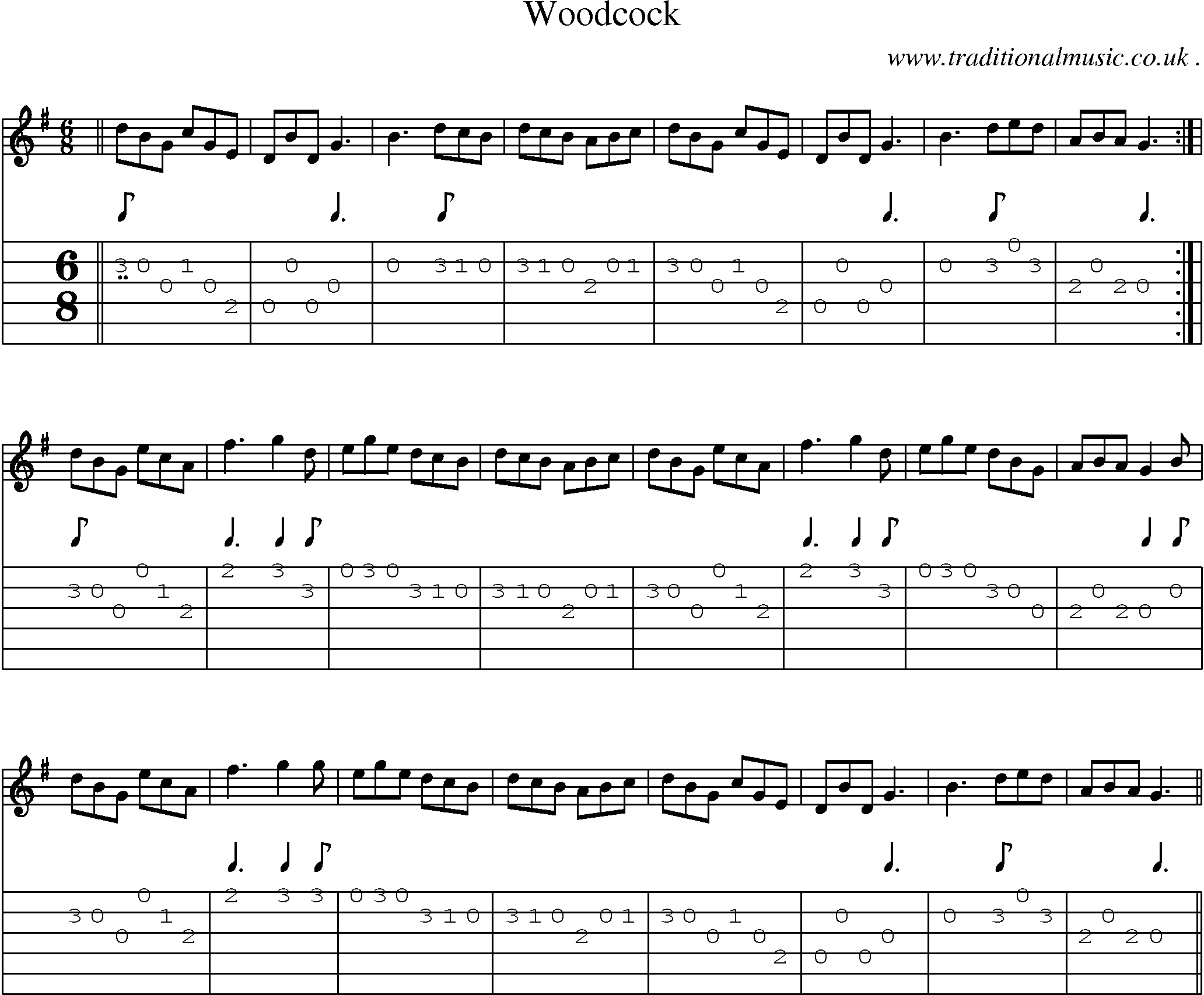 Sheet-Music and Guitar Tabs for Woodcock