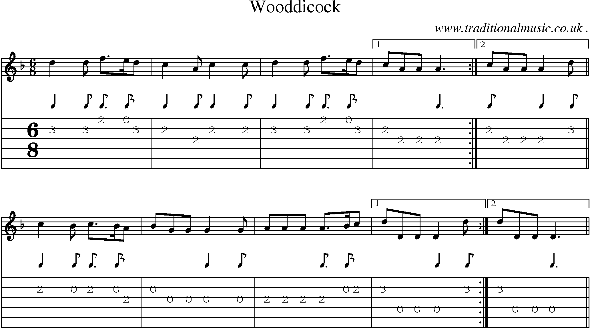 Sheet-Music and Guitar Tabs for Wooddicock