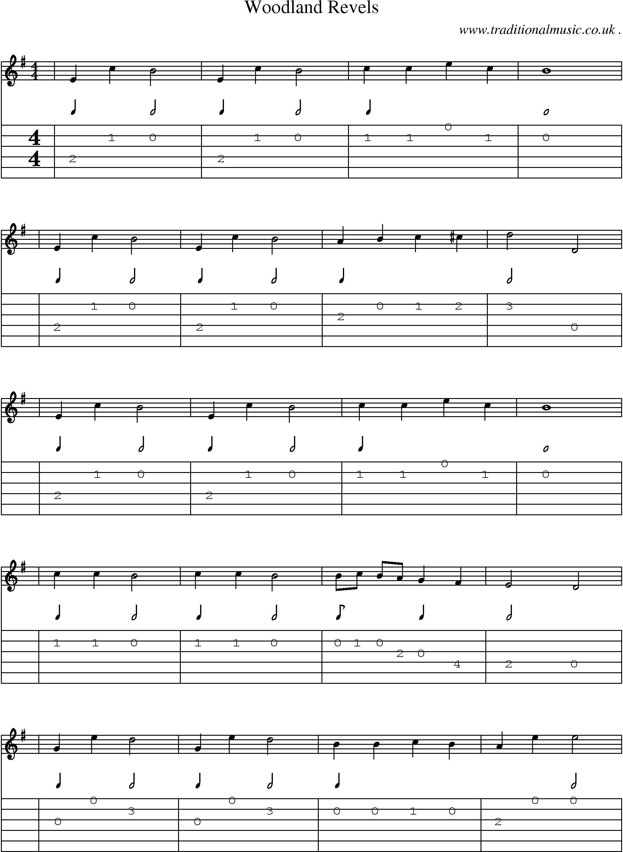 Sheet-Music and Guitar Tabs for Woodland Revels