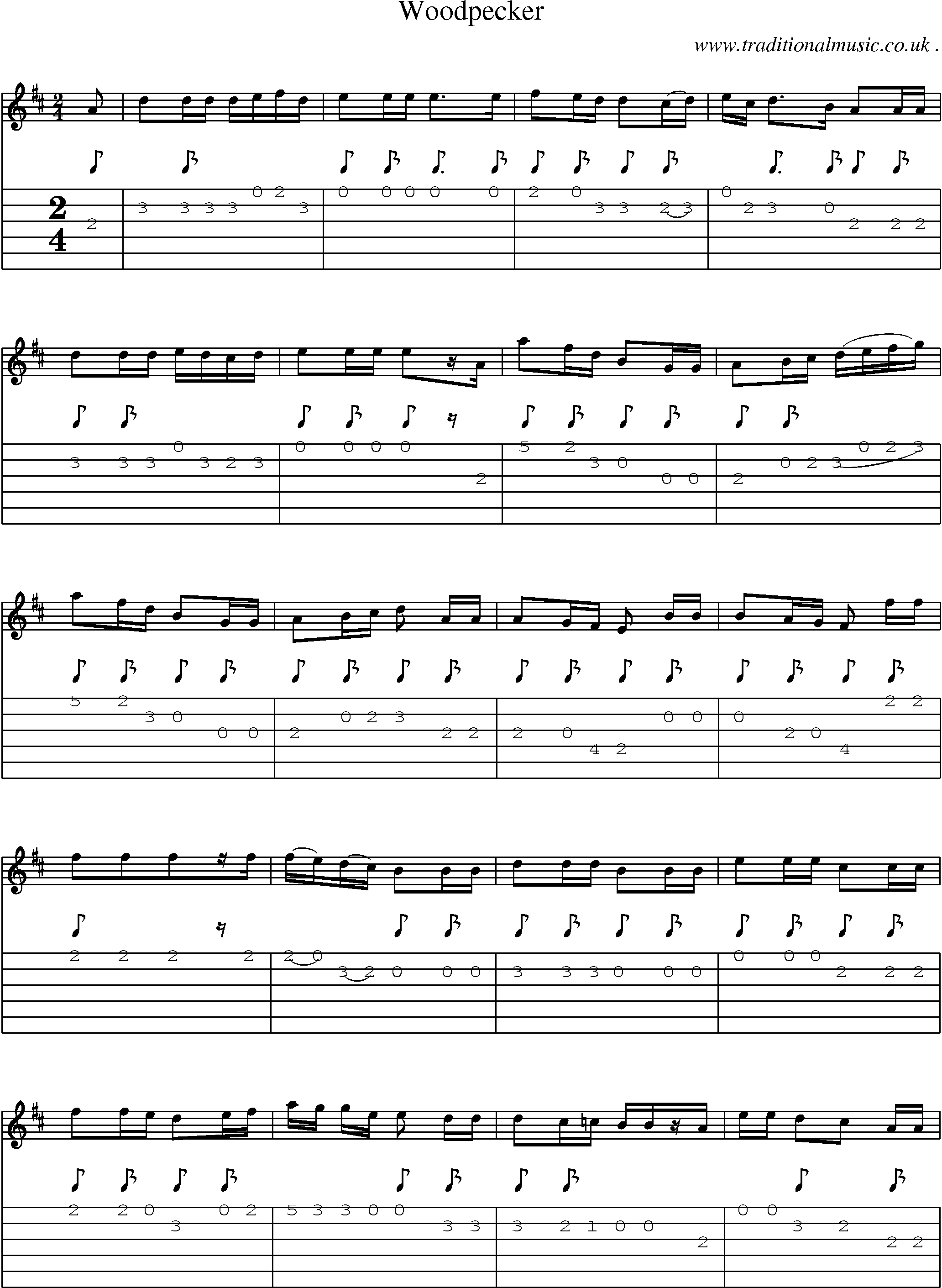 Sheet-Music and Guitar Tabs for Woodpecker