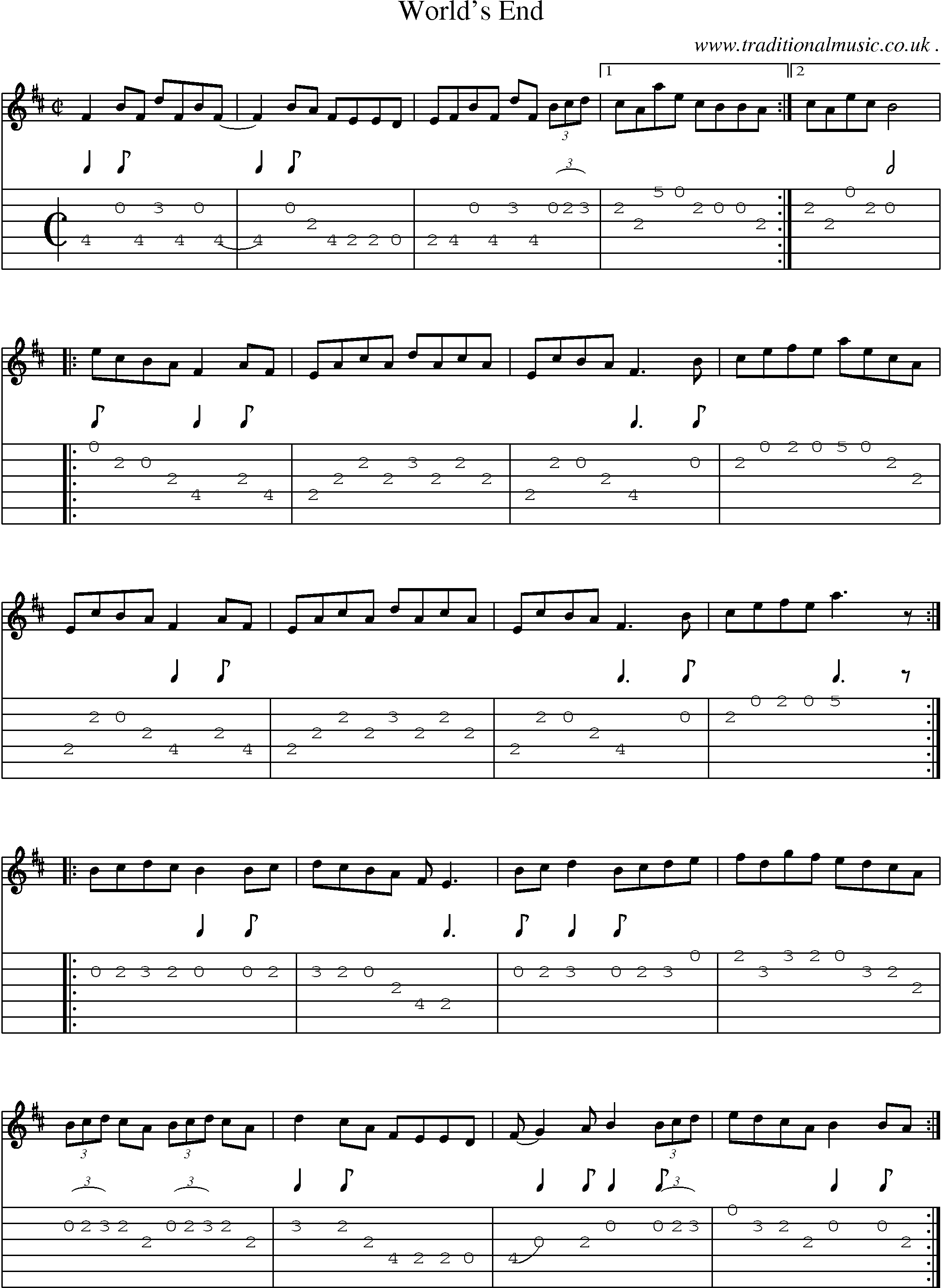 Sheet-Music and Guitar Tabs for Worlds End