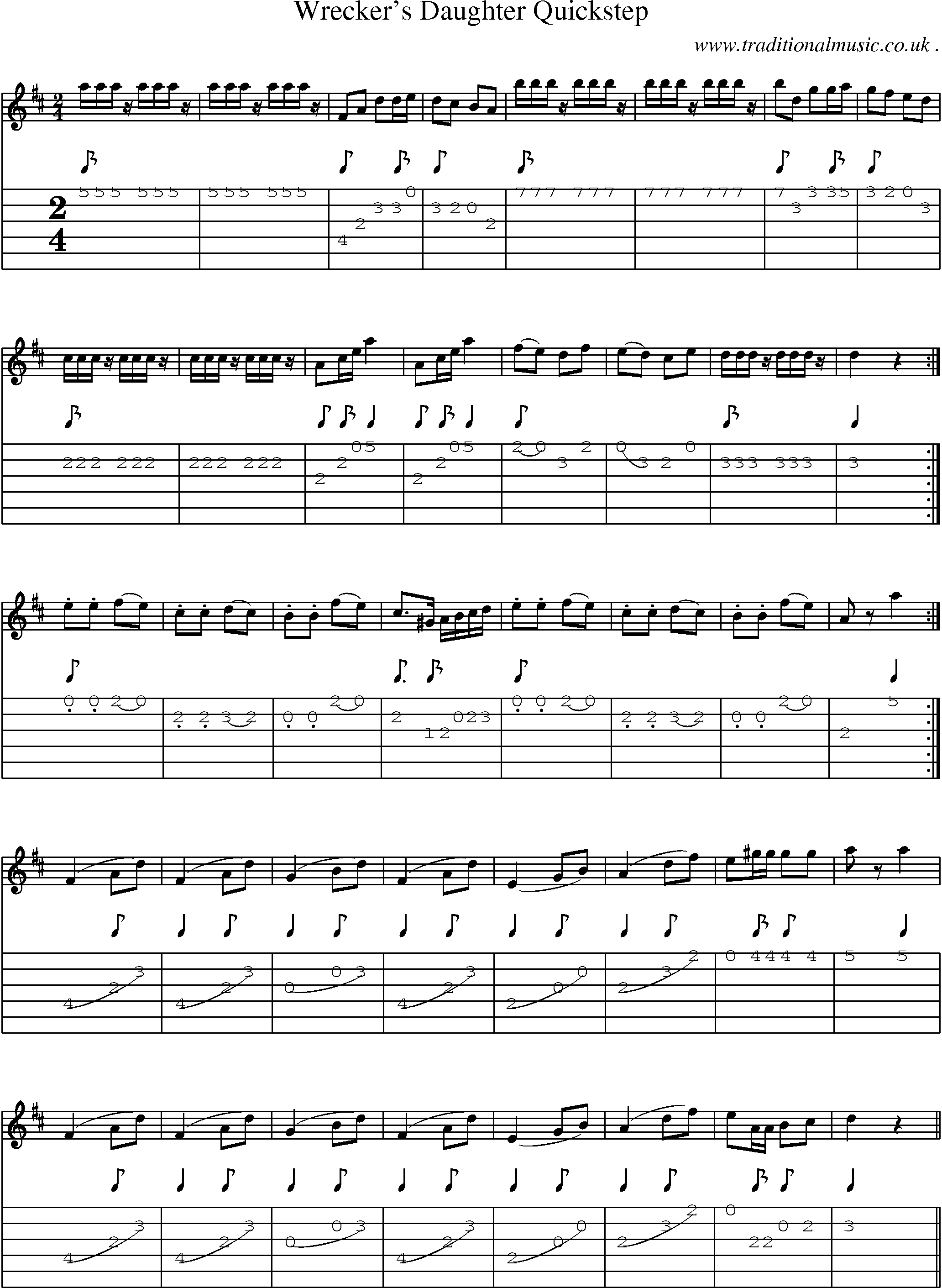 Sheet-Music and Guitar Tabs for Wreckers Daughter Quickstep
