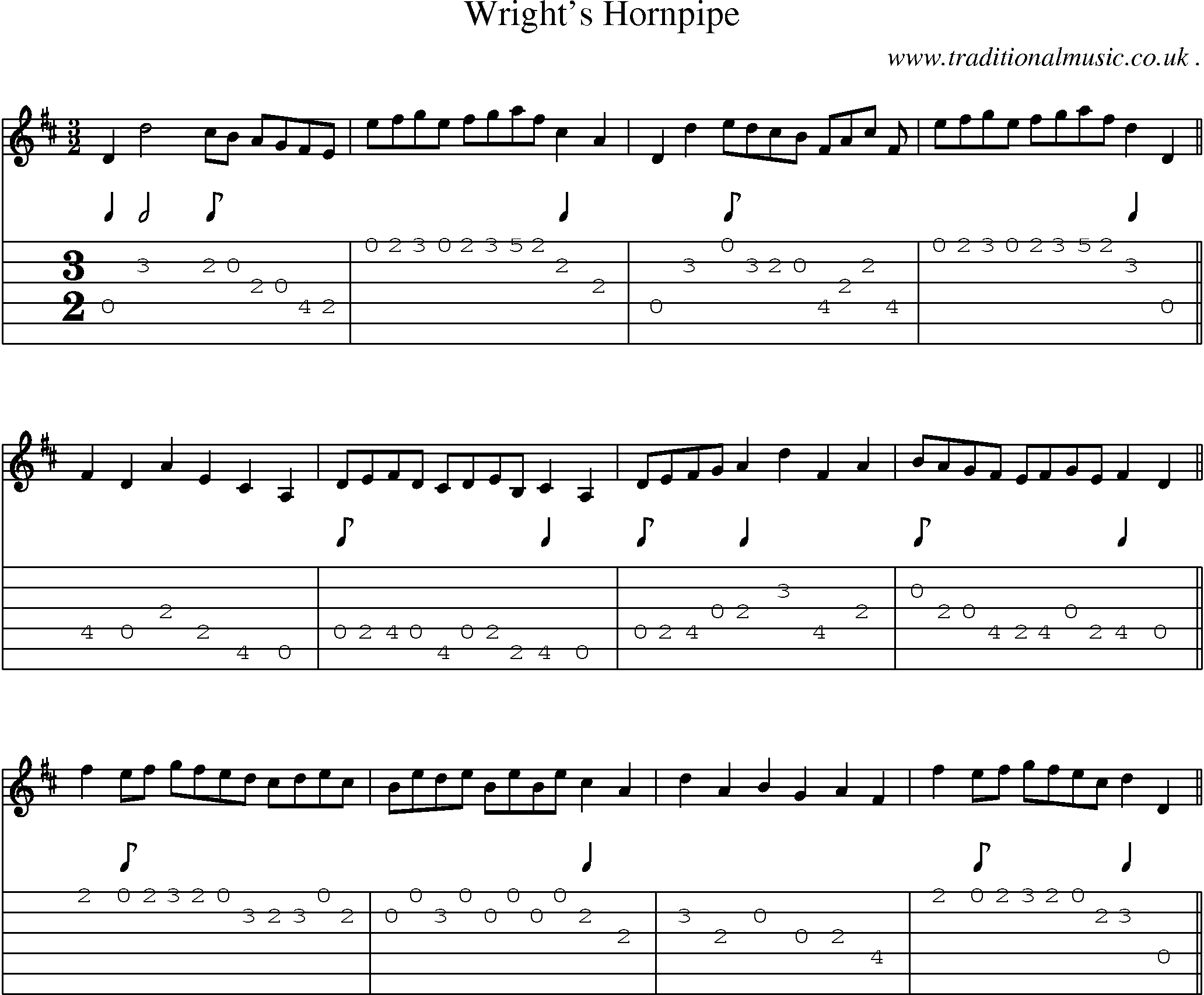 Sheet-Music and Guitar Tabs for Wrights Hornpipe