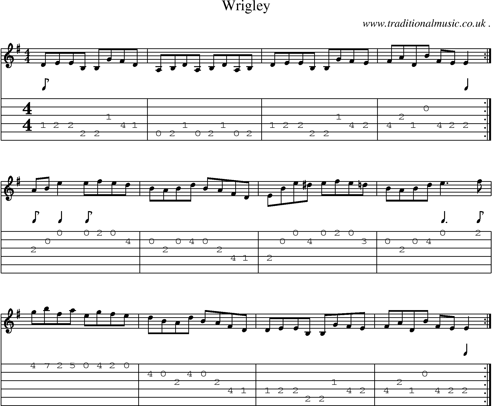 Sheet-Music and Guitar Tabs for Wrigley