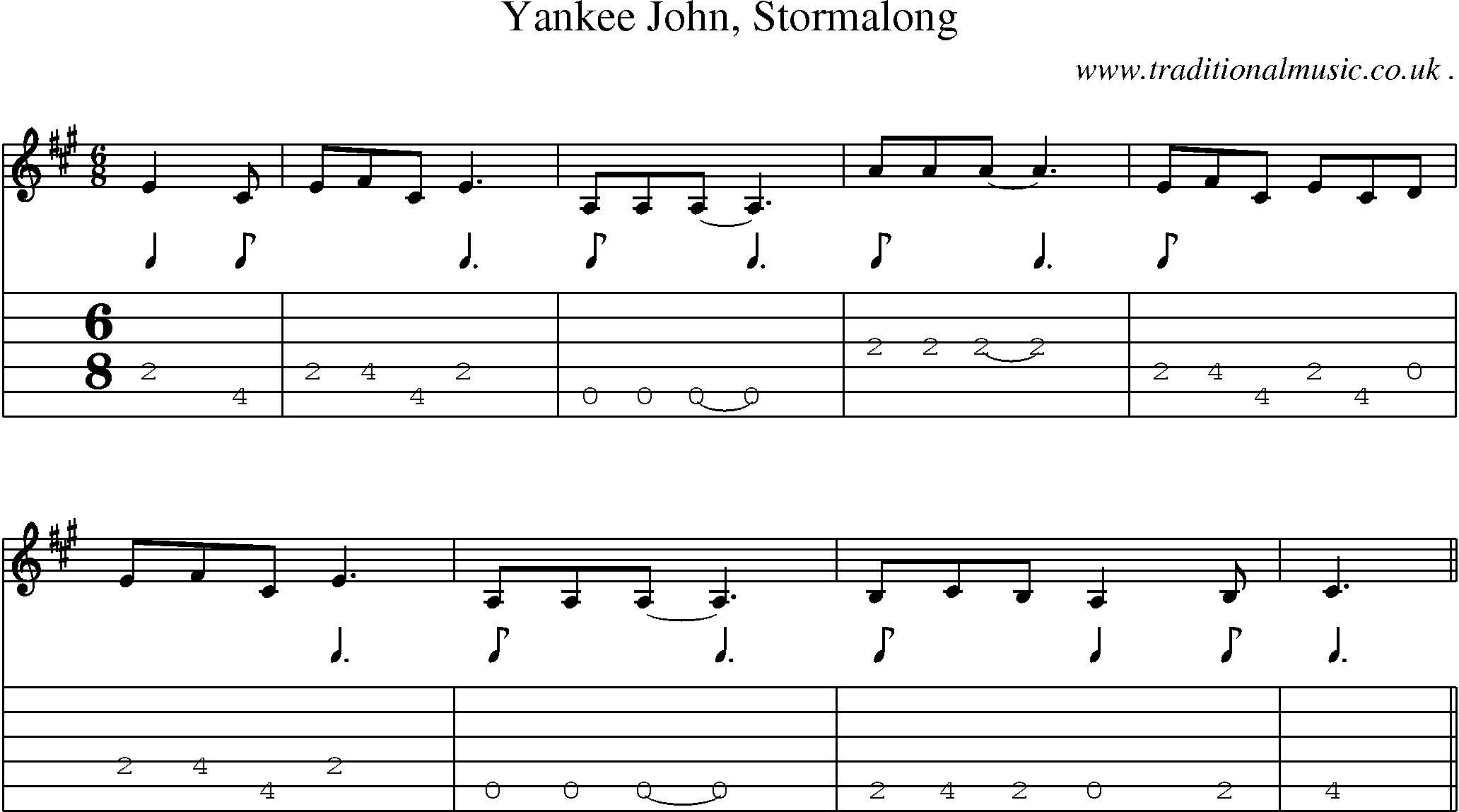Sheet-Music and Guitar Tabs for Yankee John Stormalong