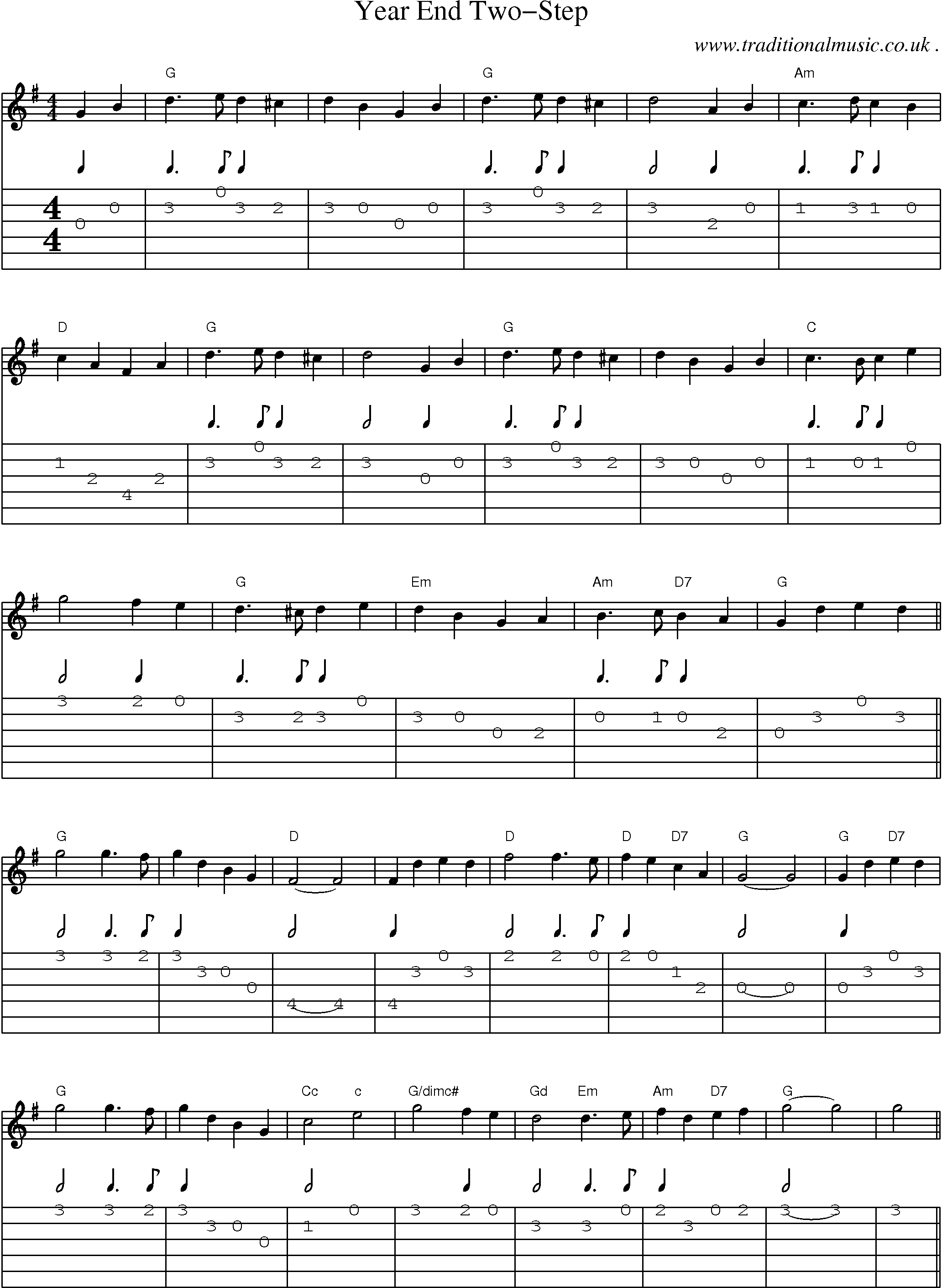 Sheet-Music and Guitar Tabs for Year End Two-step