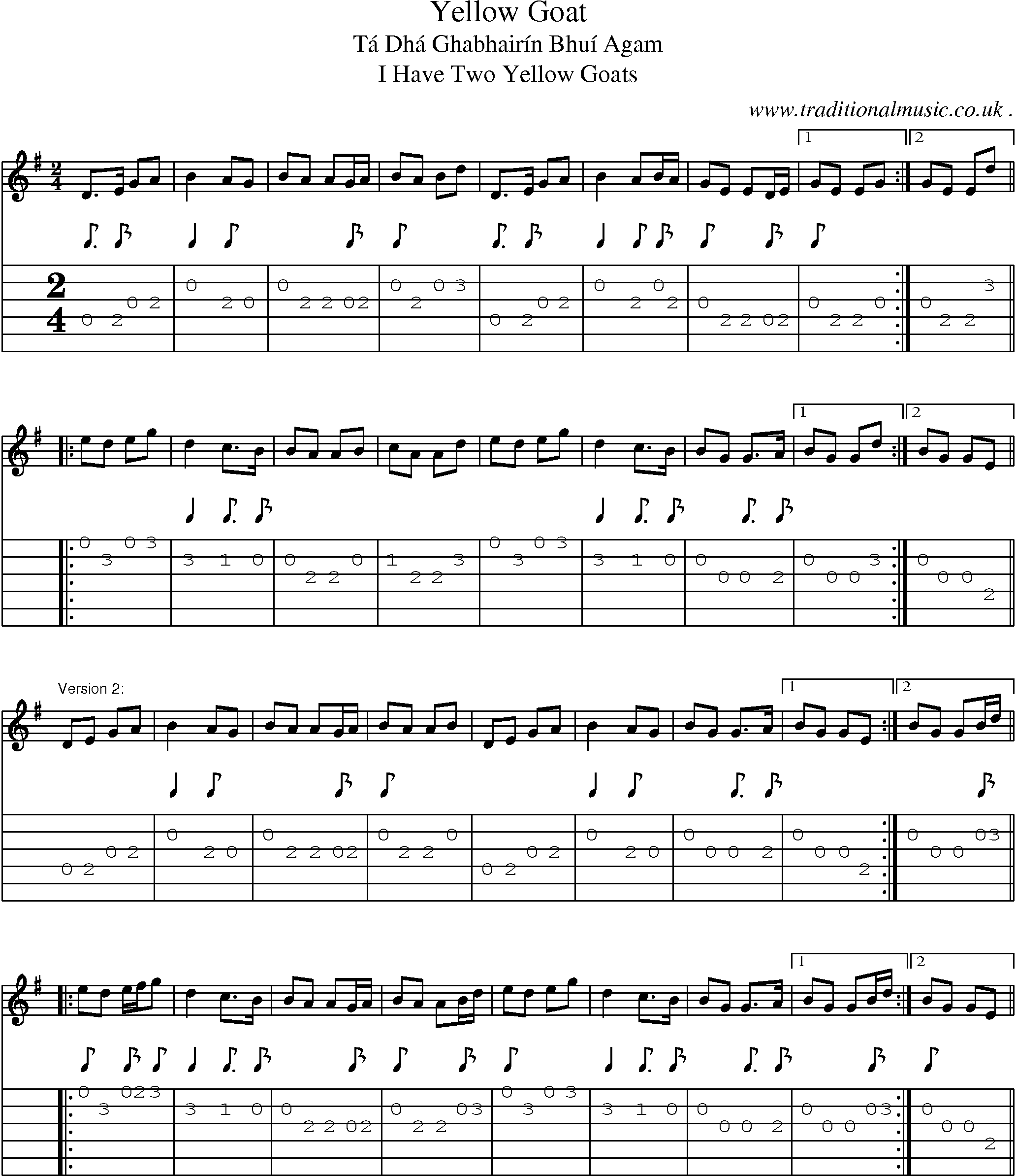 Sheet-Music and Guitar Tabs for Yellow Goat