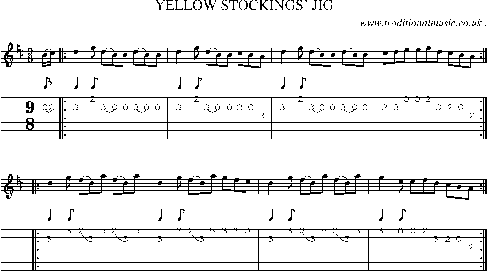 Sheet-Music and Guitar Tabs for Yellow Stockings Jig