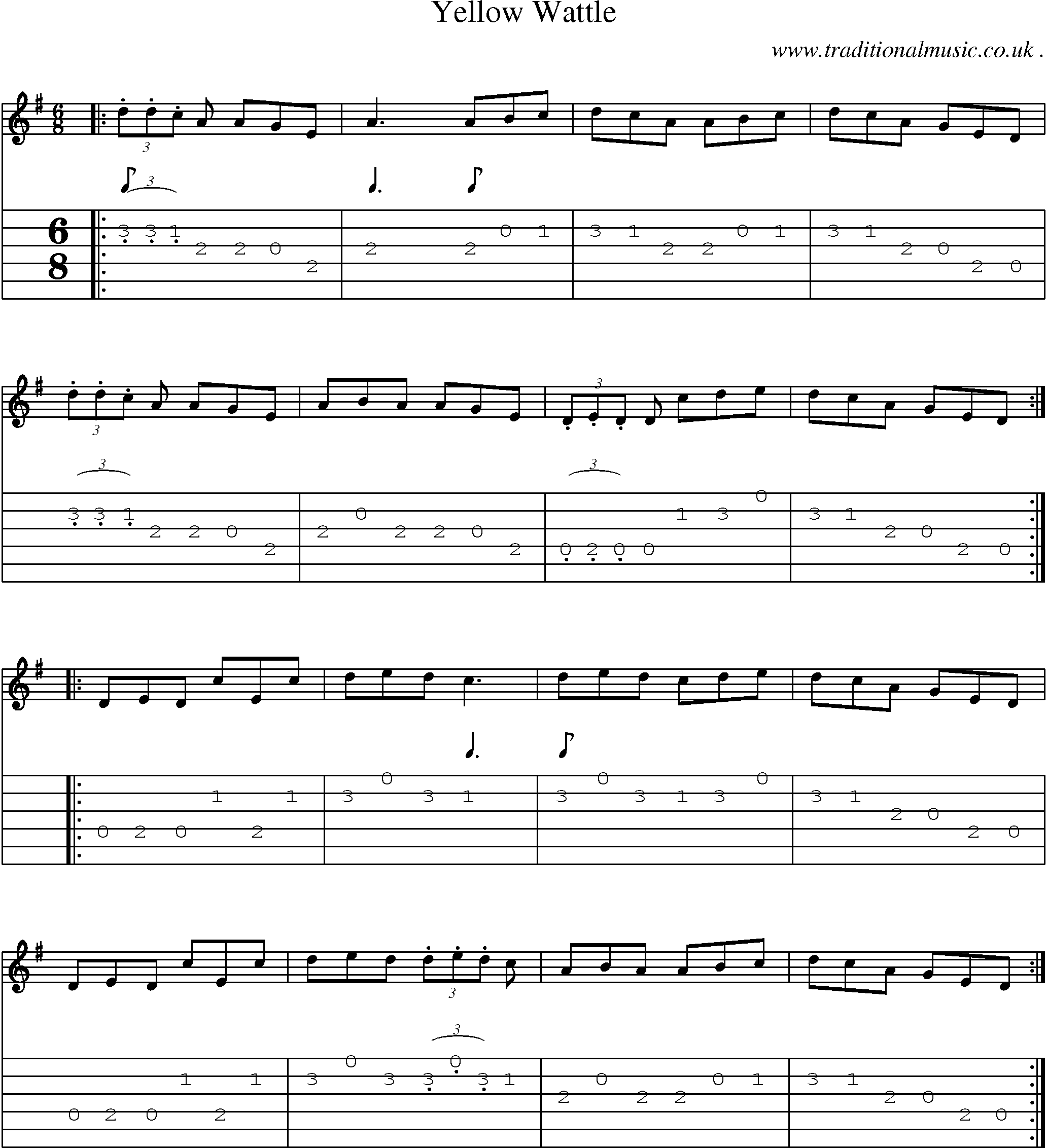 Sheet-Music and Guitar Tabs for Yellow Wattle