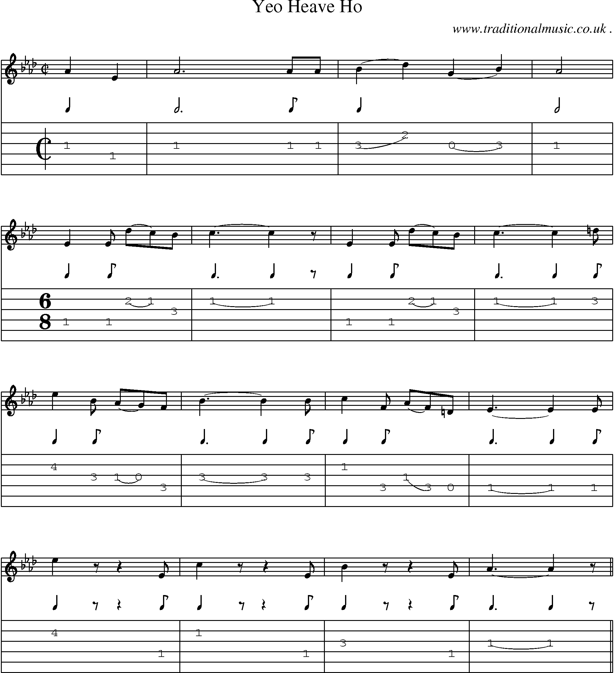 Sheet-Music and Guitar Tabs for Yeo Heave Ho