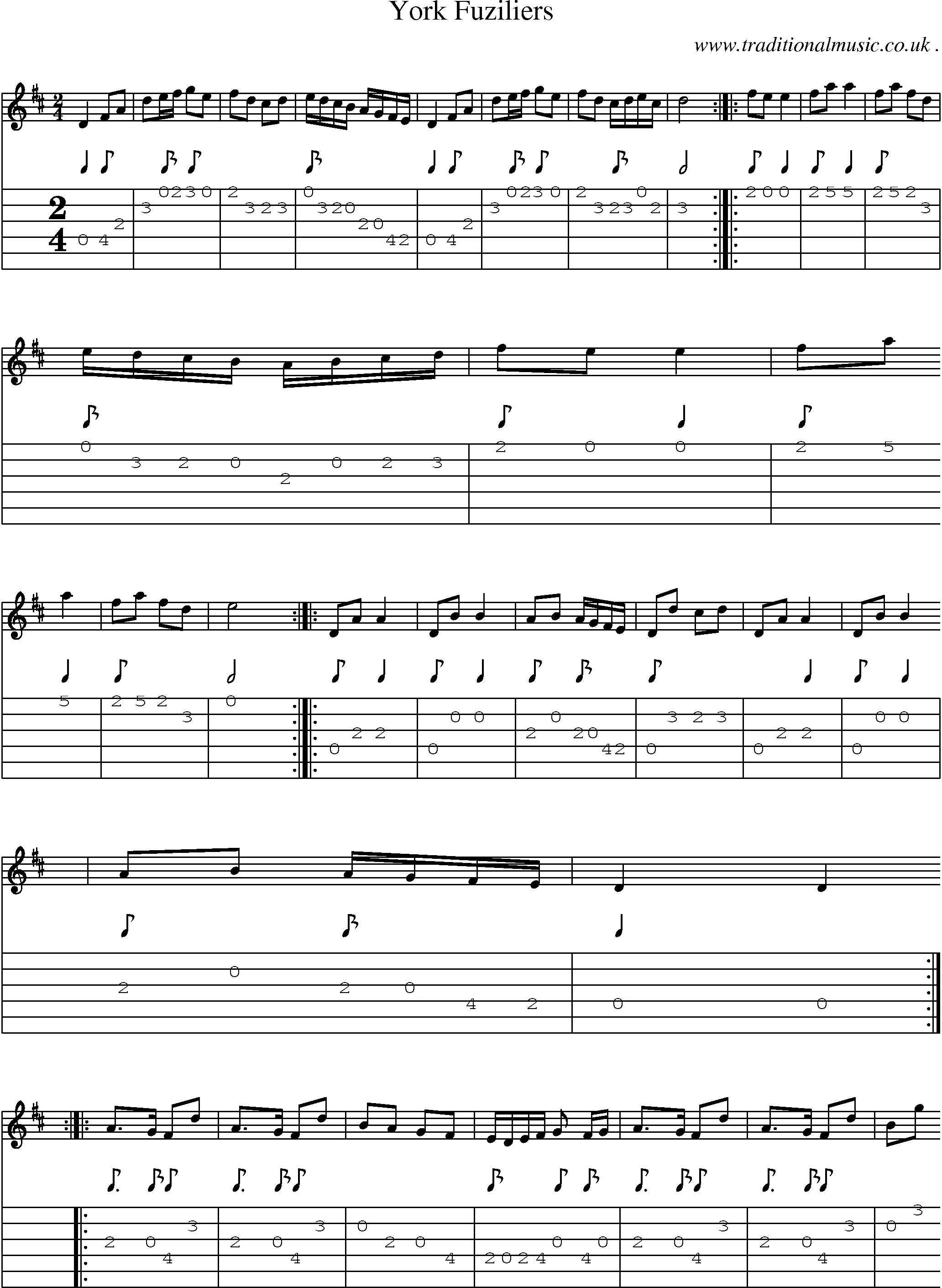 Sheet-Music and Guitar Tabs for York Fuziliers