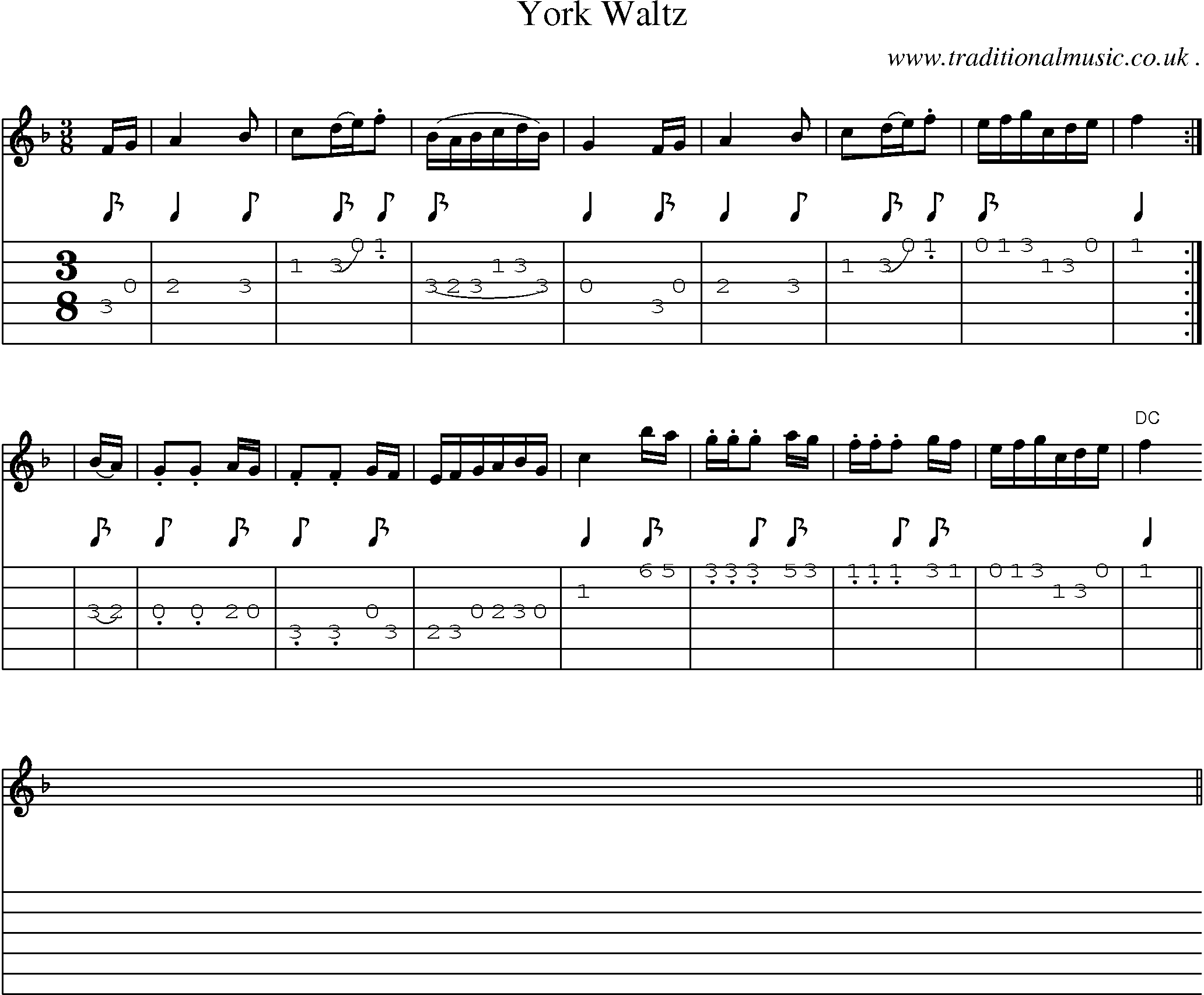 Sheet-Music and Guitar Tabs for York Waltz