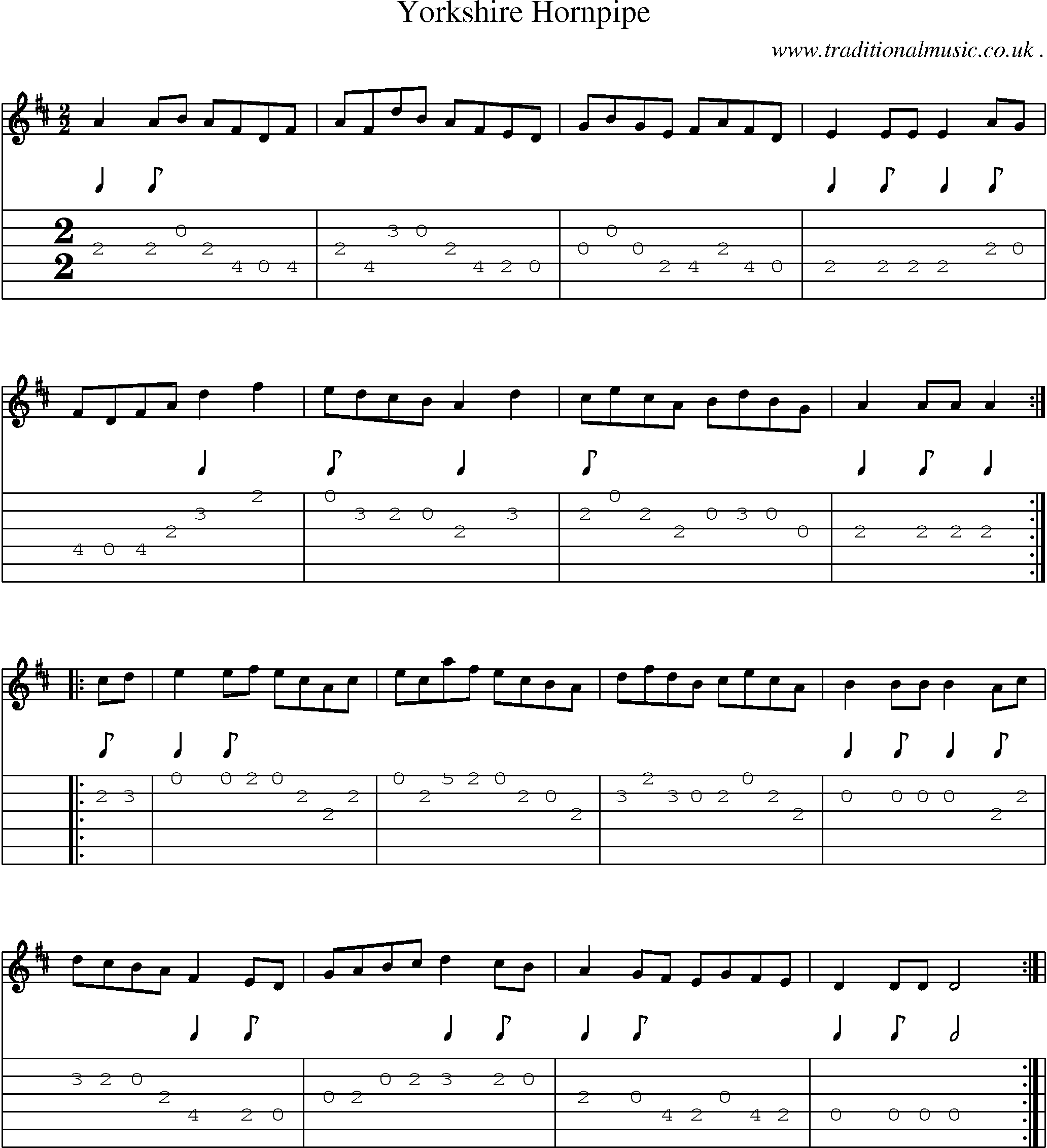 Sheet-Music and Guitar Tabs for Yorkshire Hornpipe