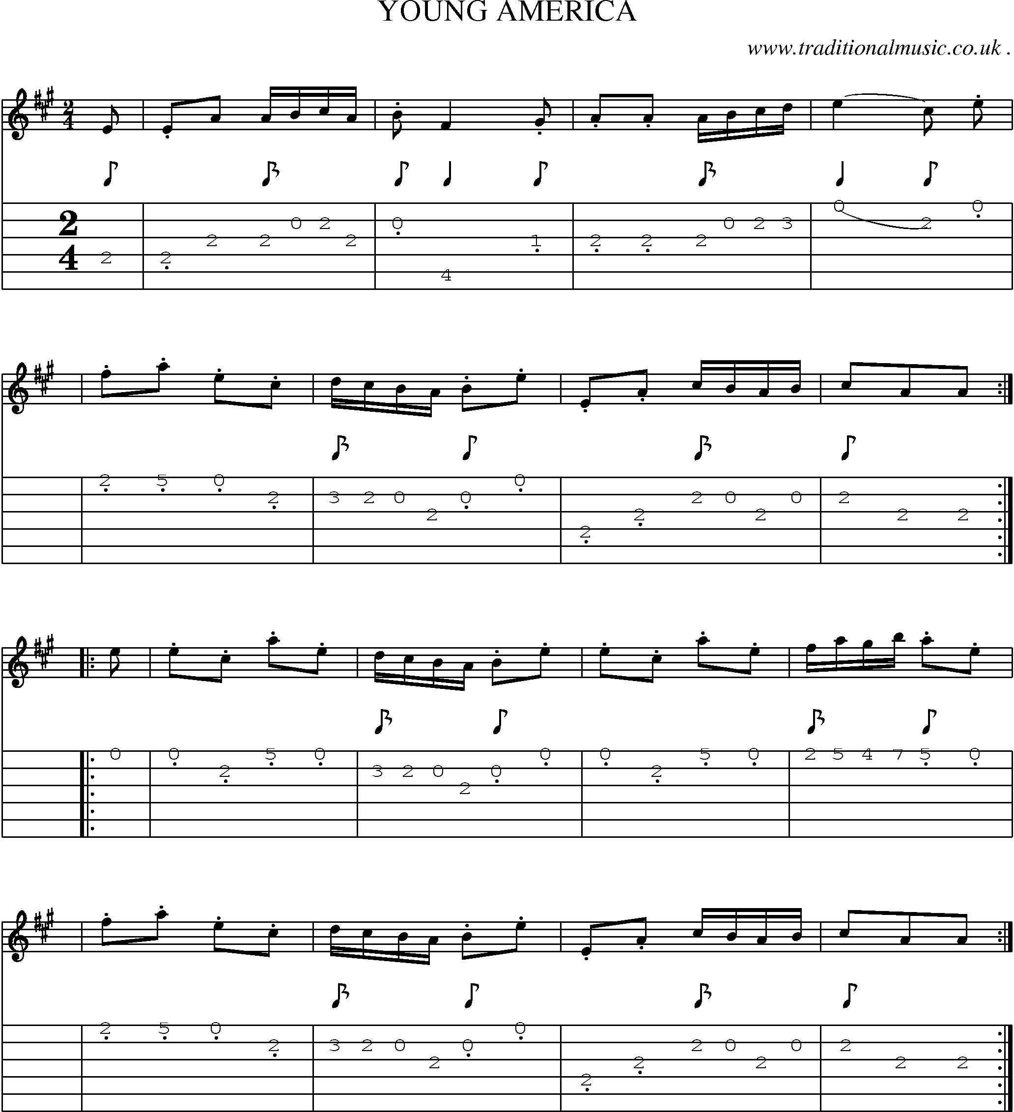 Sheet-Music and Guitar Tabs for Young America