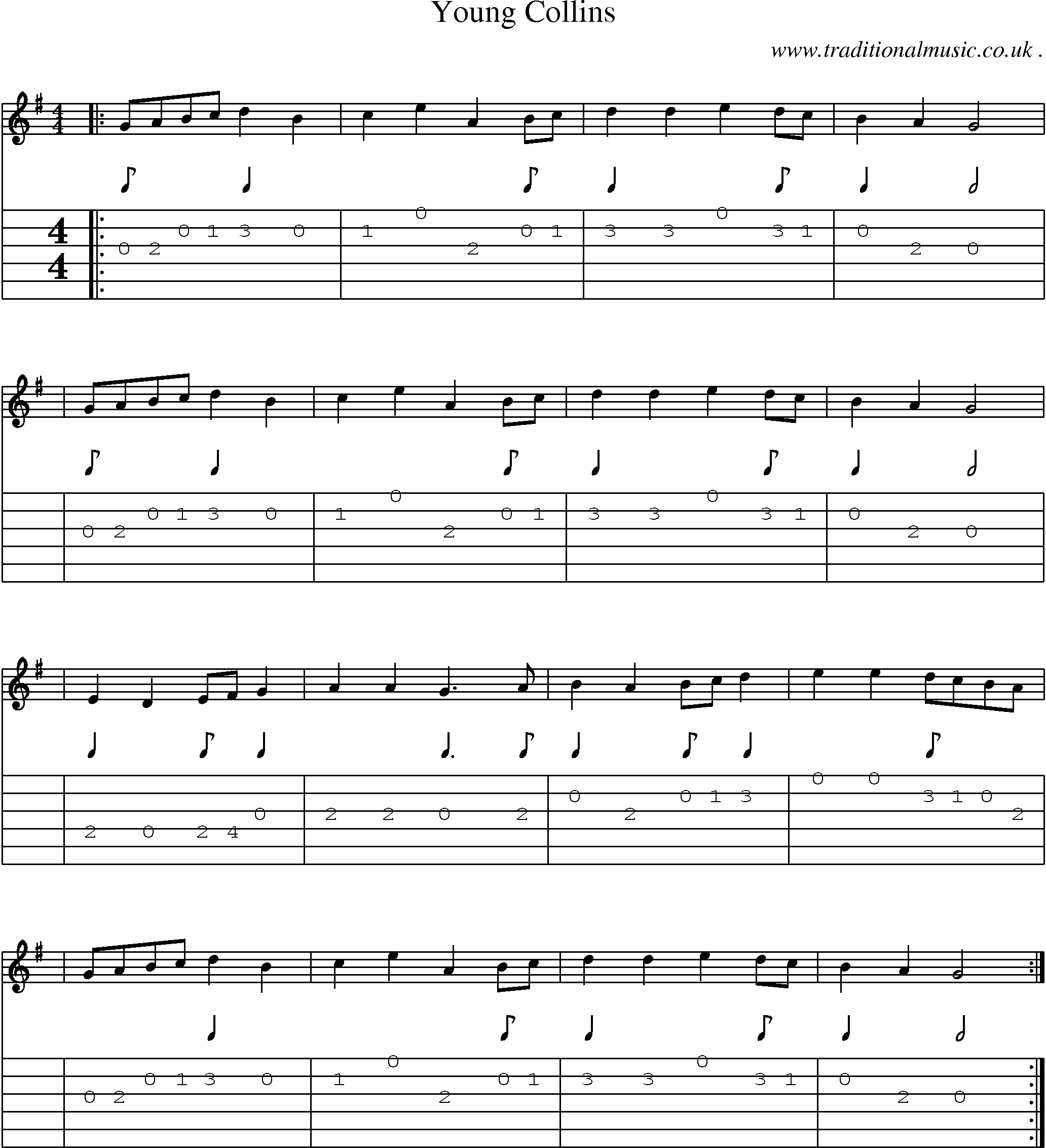Sheet-Music and Guitar Tabs for Young Collins