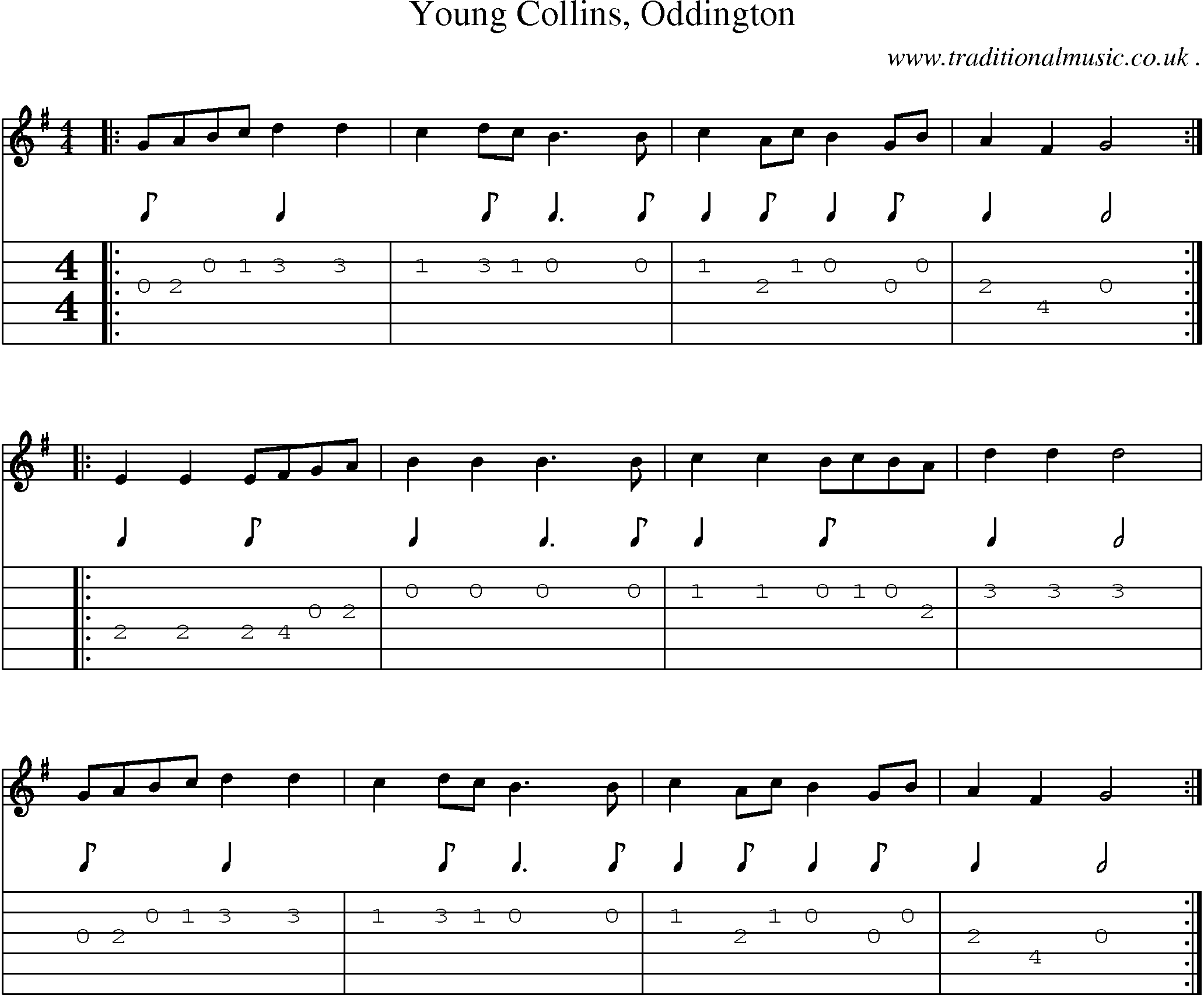 Sheet-Music and Guitar Tabs for Young Collins Oddington