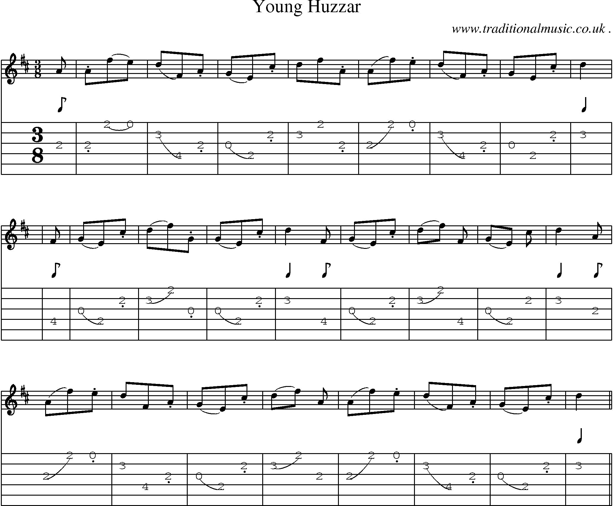 Sheet-Music and Guitar Tabs for Young Huzzar
