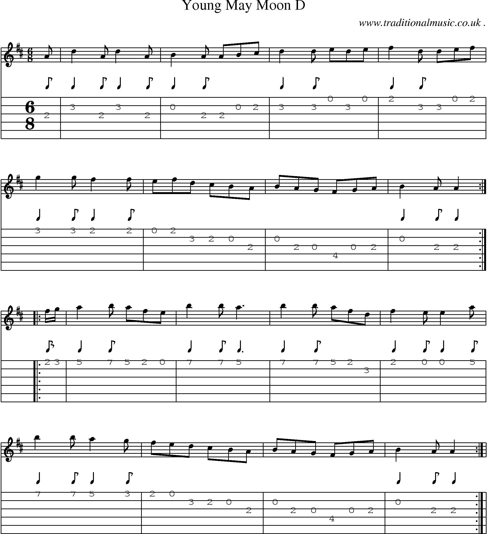 Sheet-Music and Guitar Tabs for Young May Moon D