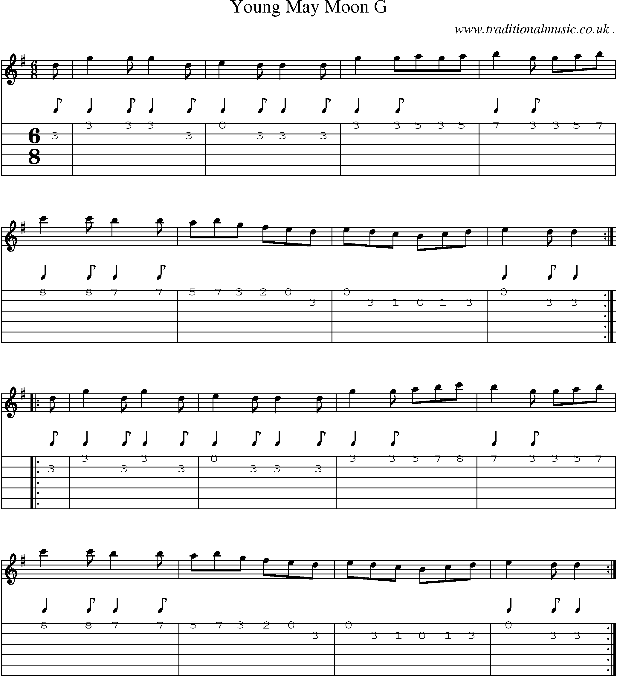Sheet-Music and Guitar Tabs for Young May Moon G