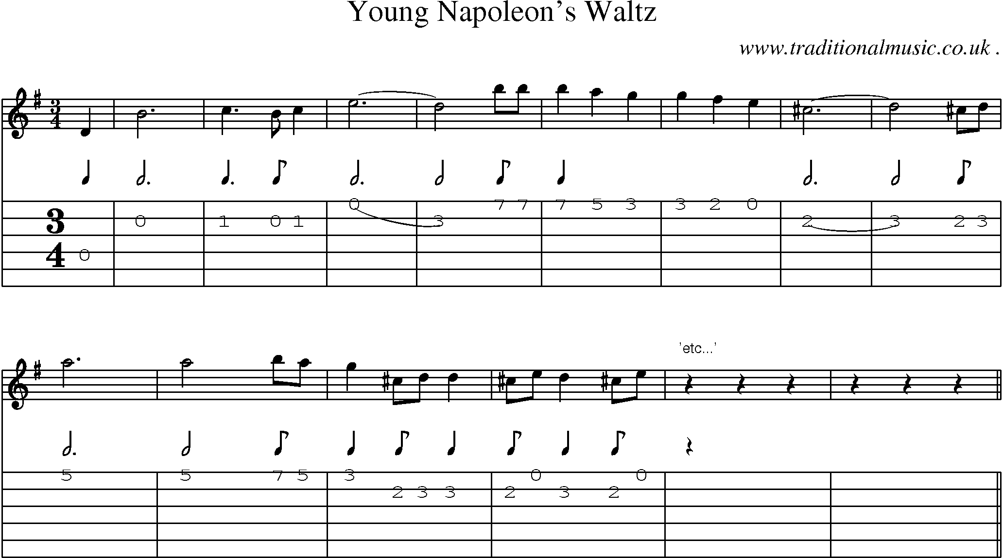 Sheet-Music and Guitar Tabs for Young Napoleons Waltz