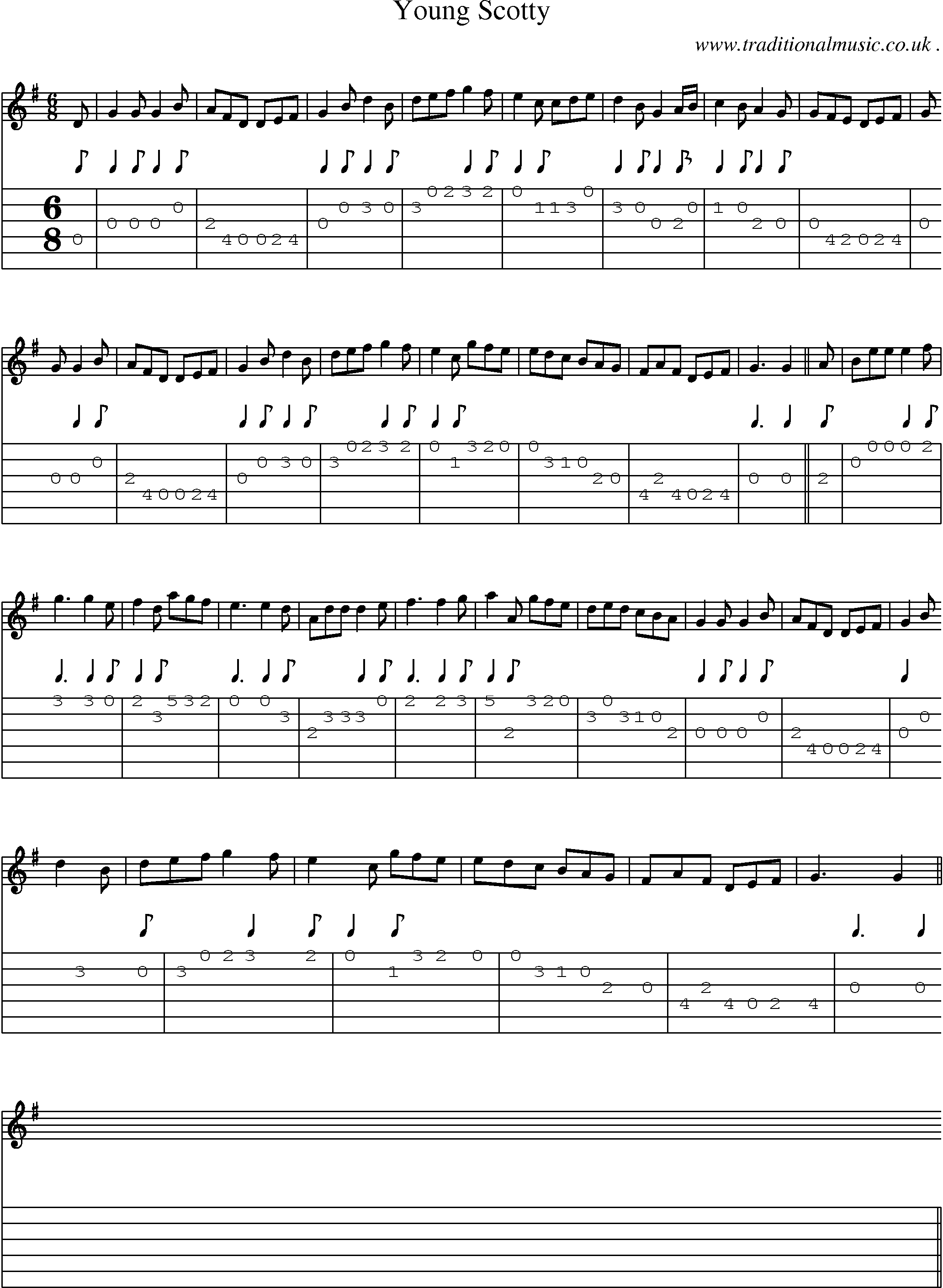 Sheet-Music and Guitar Tabs for Young Scotty