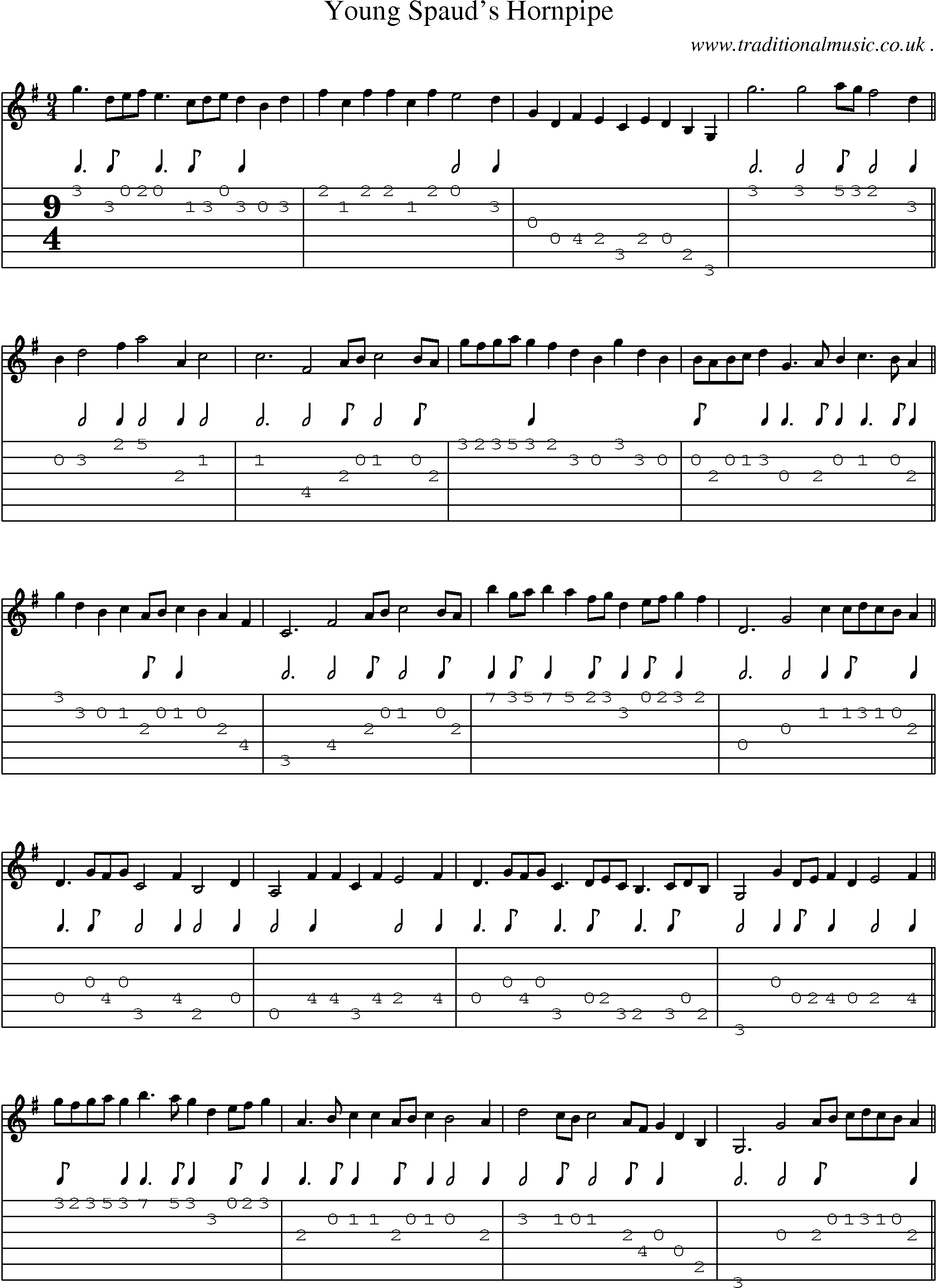 Sheet-Music and Guitar Tabs for Young Spauds Hornpipe