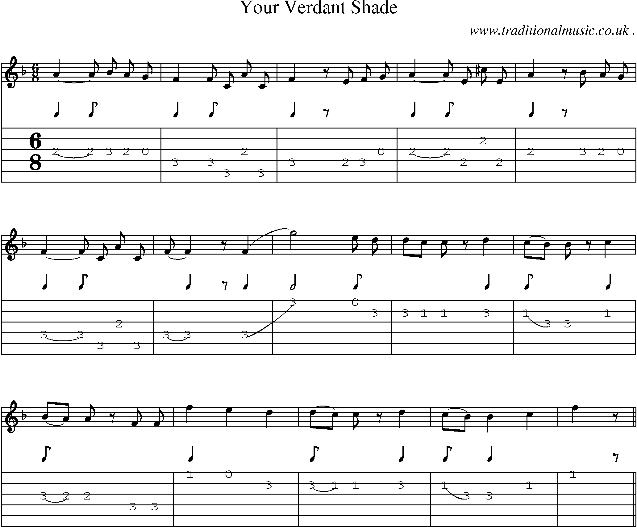 Sheet-Music and Guitar Tabs for Your Verdant Shade