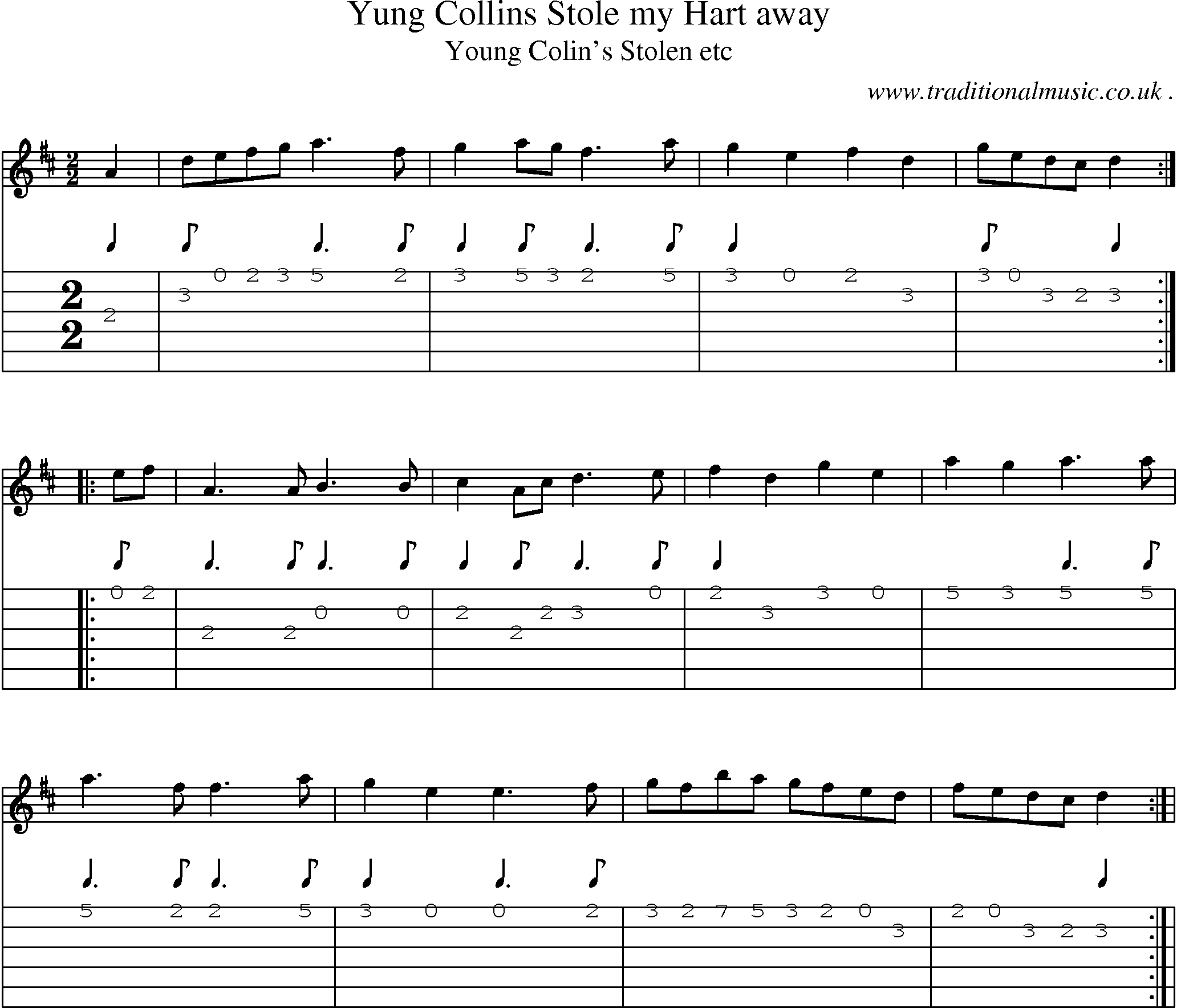 Sheet-Music and Guitar Tabs for Yung Collins Stole My Hart Away