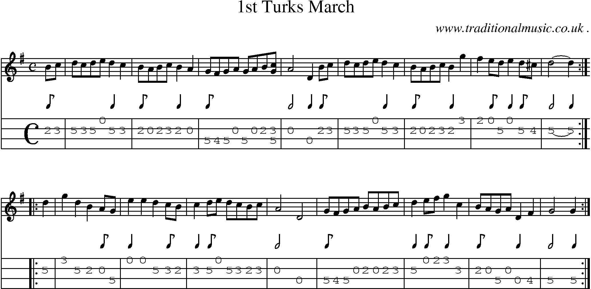 Sheet-Music and Mandolin Tabs for 1st Turks March
