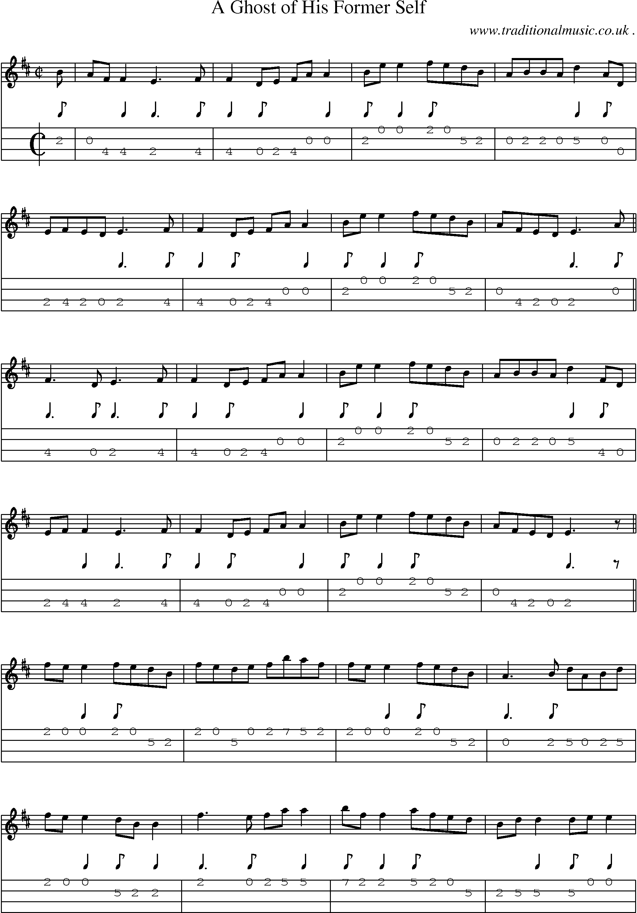 Sheet-Music and Mandolin Tabs for A Ghost Of His Former Self