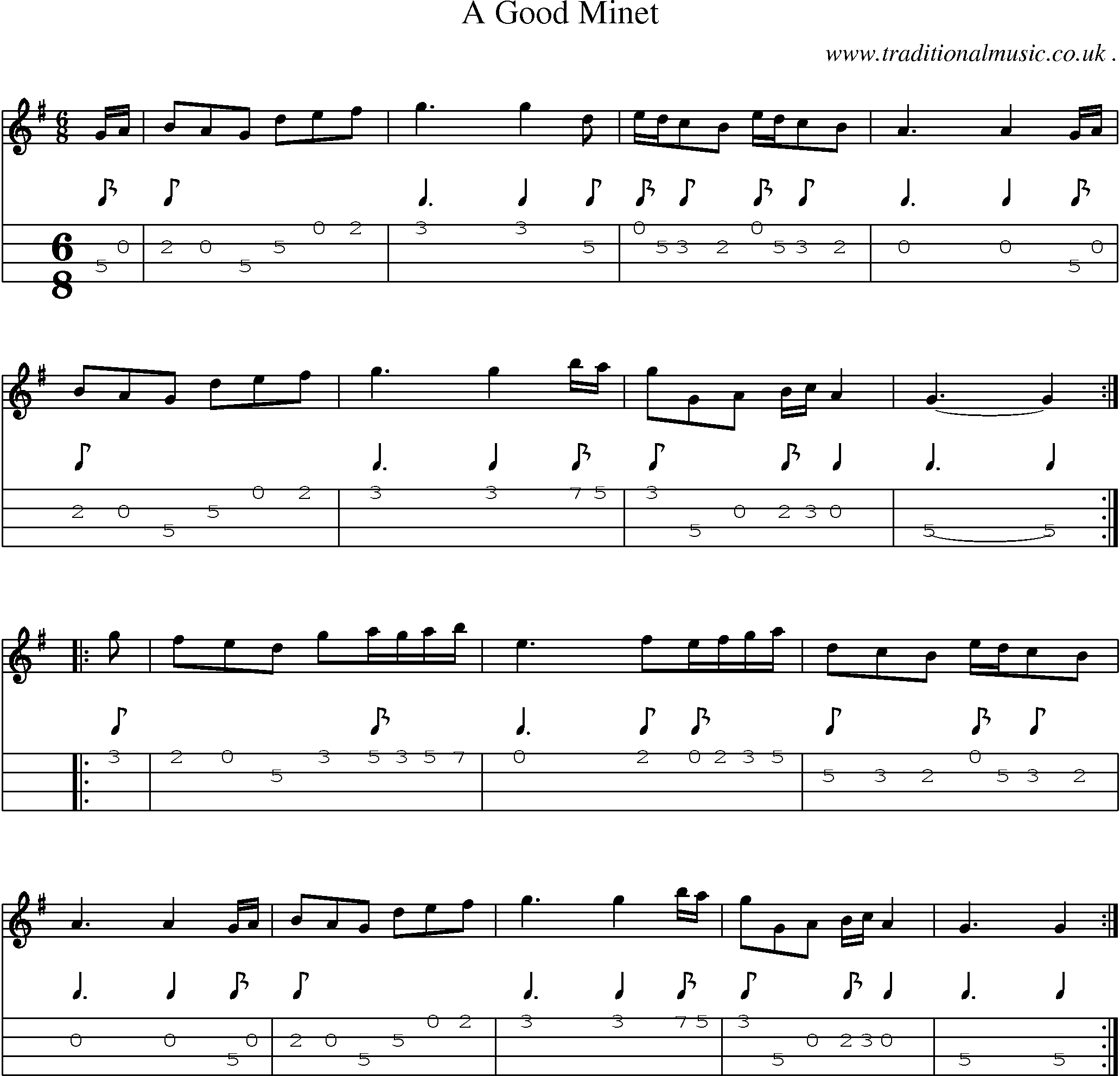 Sheet-Music and Mandolin Tabs for A Good Minet