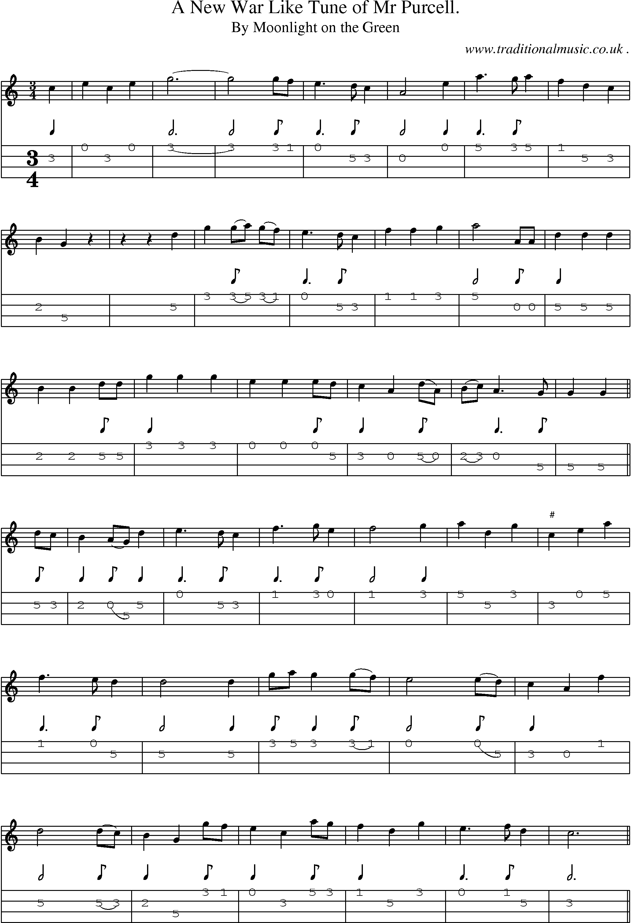 Sheet-Music and Mandolin Tabs for A New War Like Tune Of Mr Purcell