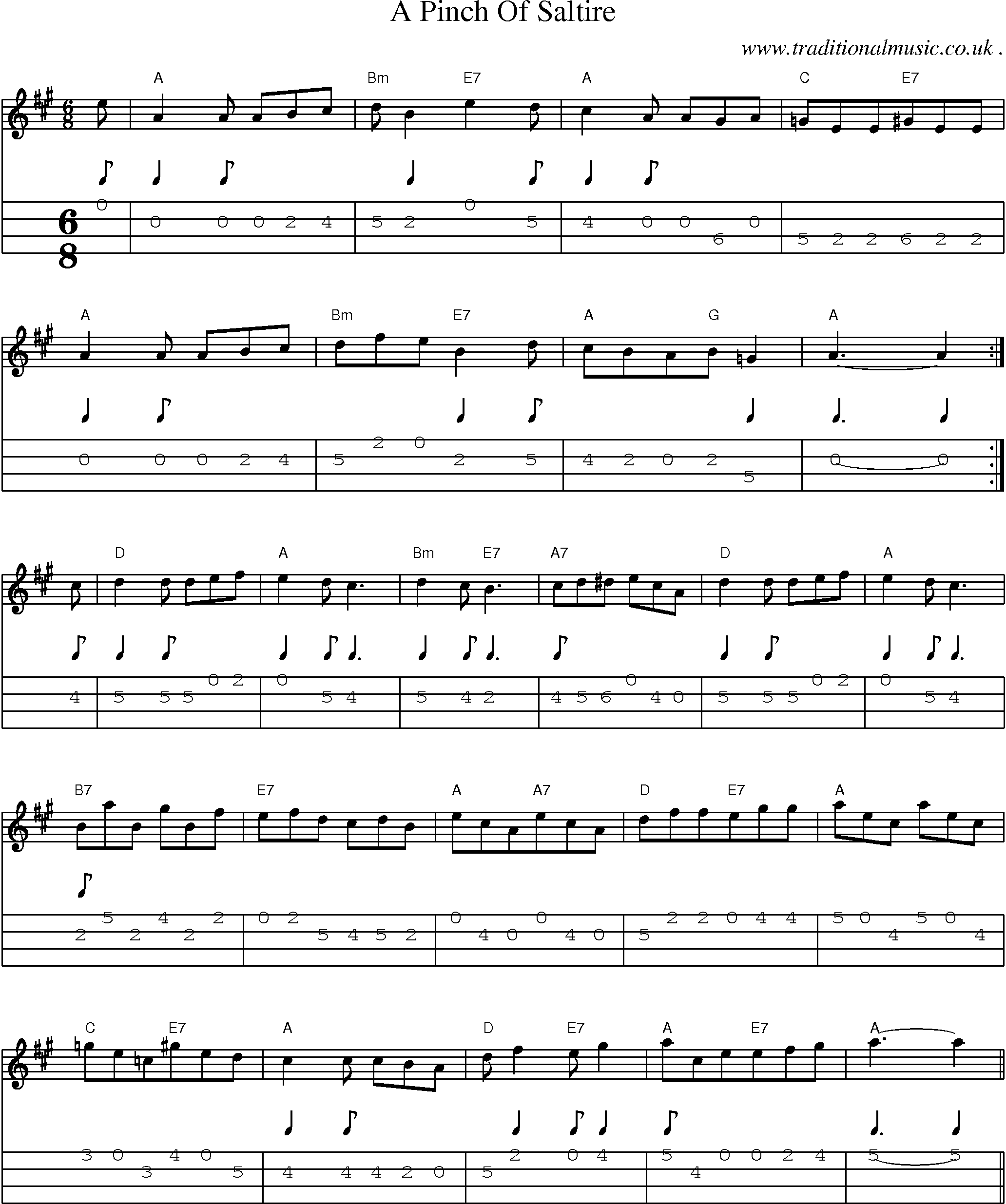 Sheet-Music and Mandolin Tabs for A Pinch Of Saltire