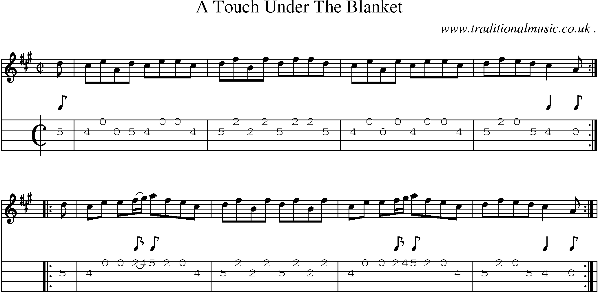 Sheet-Music and Mandolin Tabs for A Touch Under The Blanket