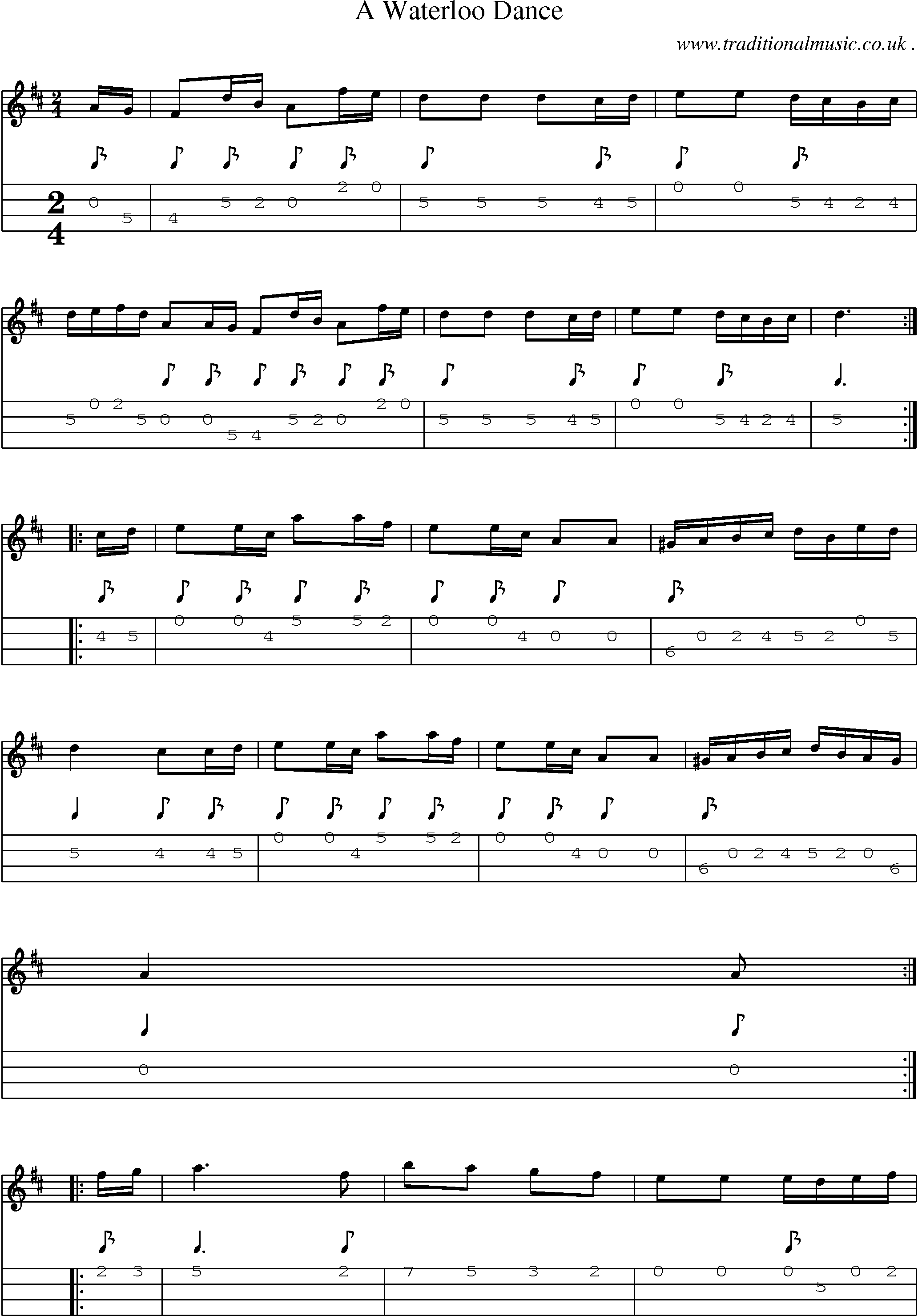 Sheet-Music and Mandolin Tabs for A Waterloo Dance