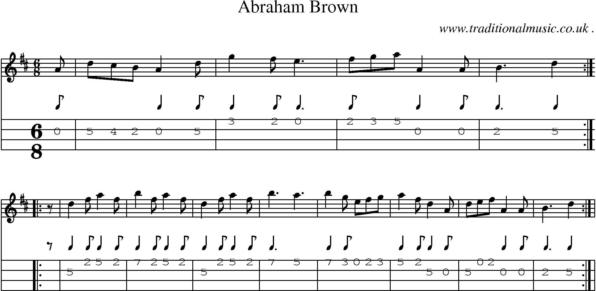 Sheet-Music and Mandolin Tabs for Abraham Brown