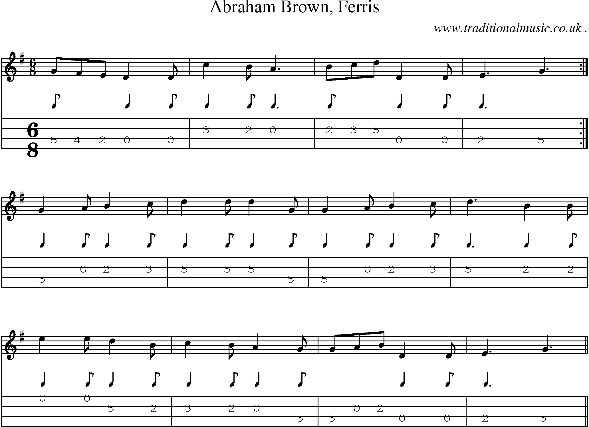 Sheet-Music and Mandolin Tabs for Abraham Brown Ferris