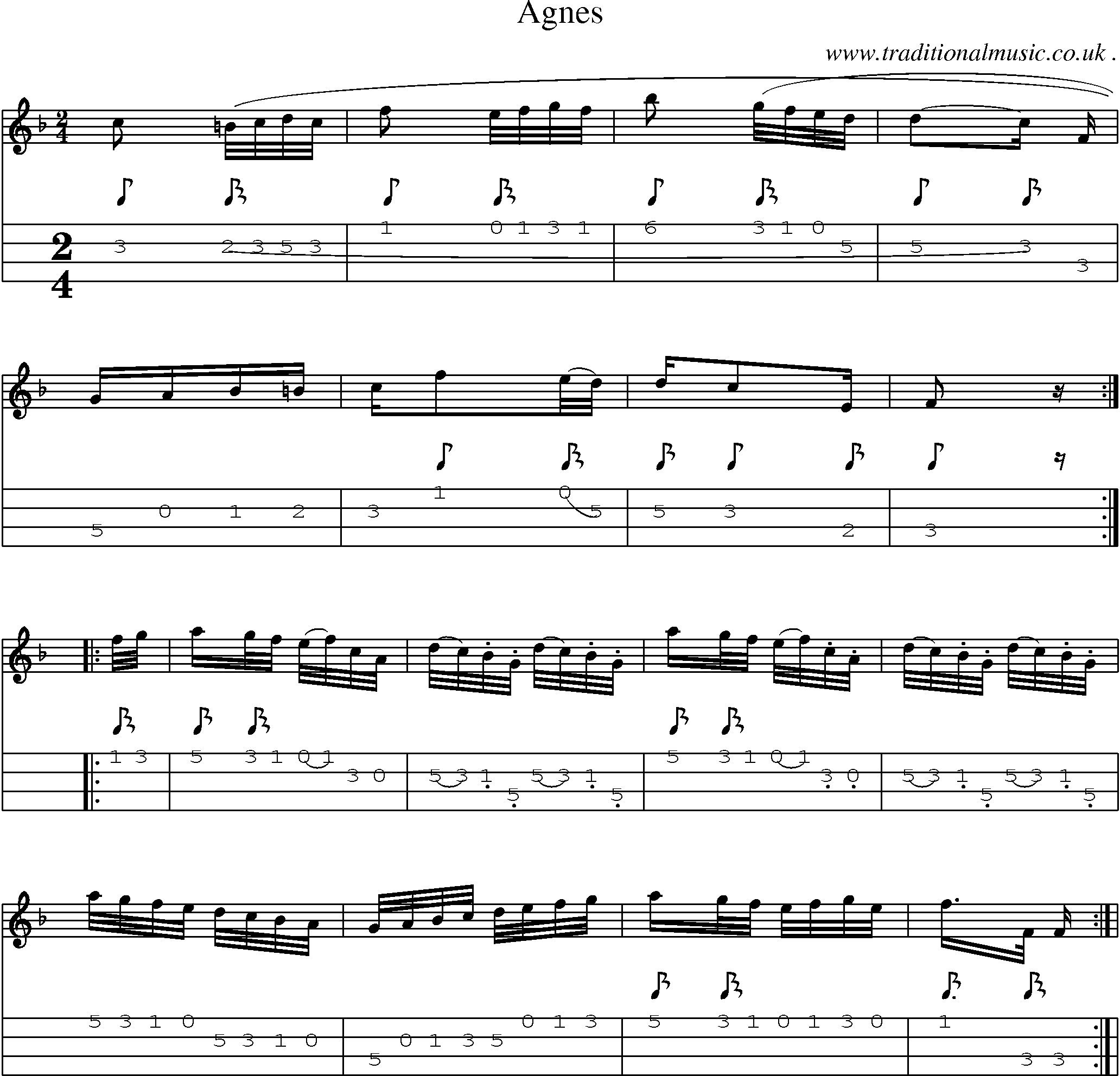Sheet-Music and Mandolin Tabs for Agnes
