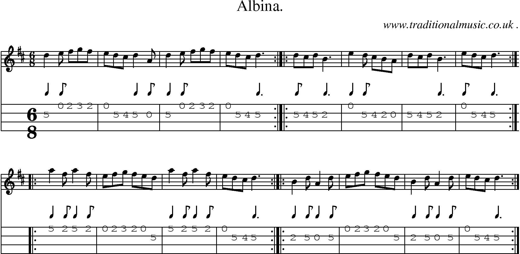 Sheet-Music and Mandolin Tabs for Albina