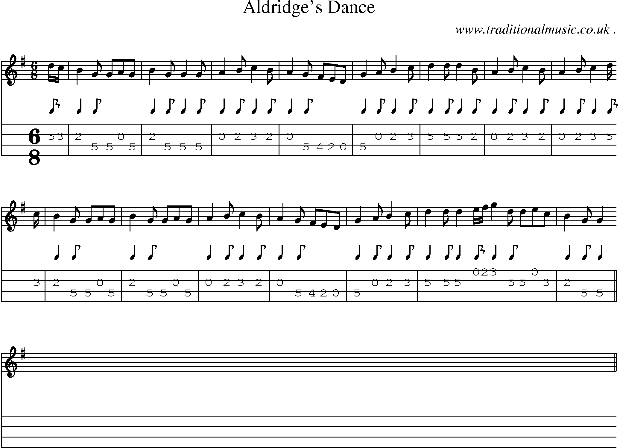 Sheet-Music and Mandolin Tabs for Aldridges Dance