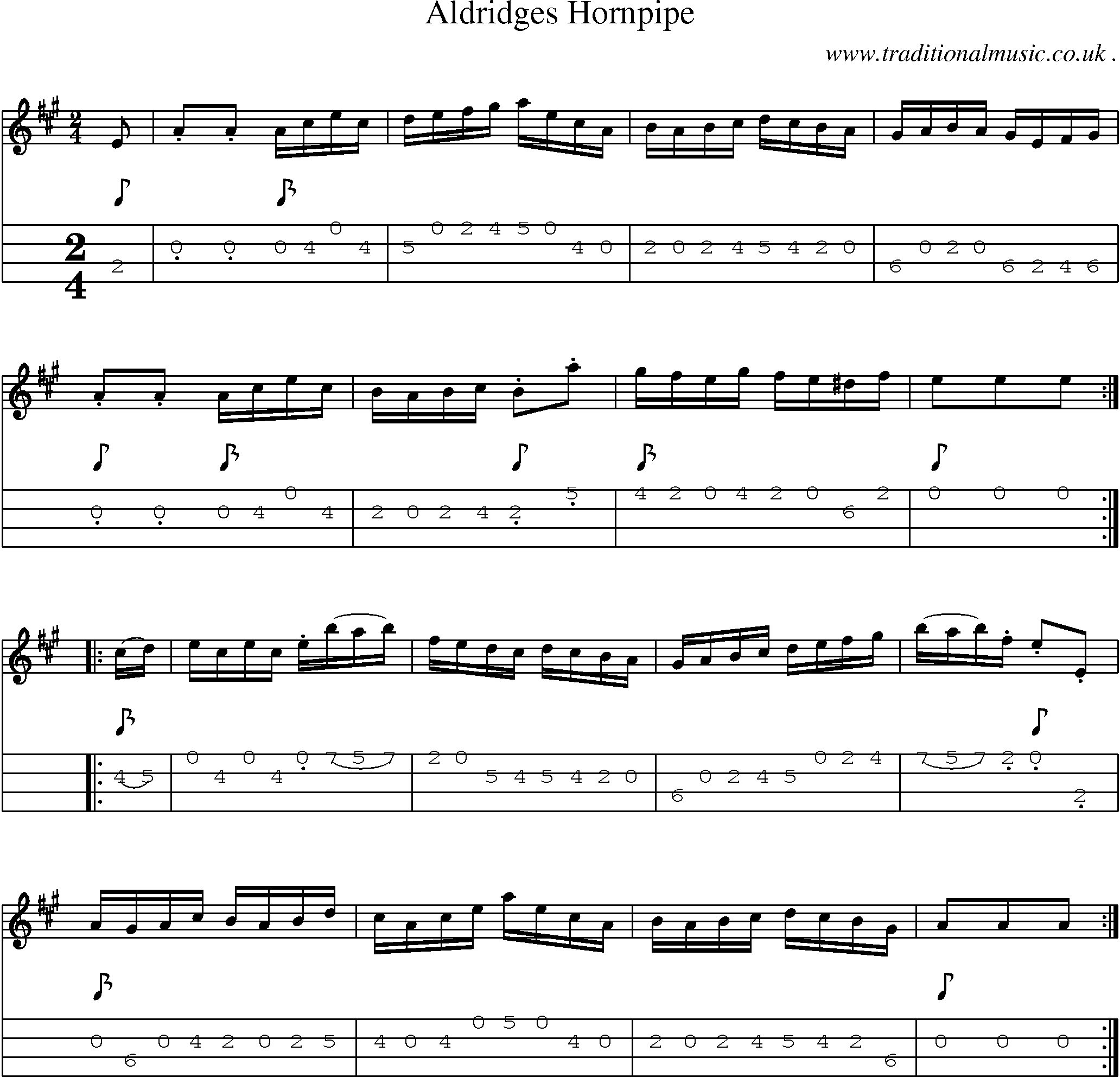 Sheet-Music and Mandolin Tabs for Aldridges Hornpipe